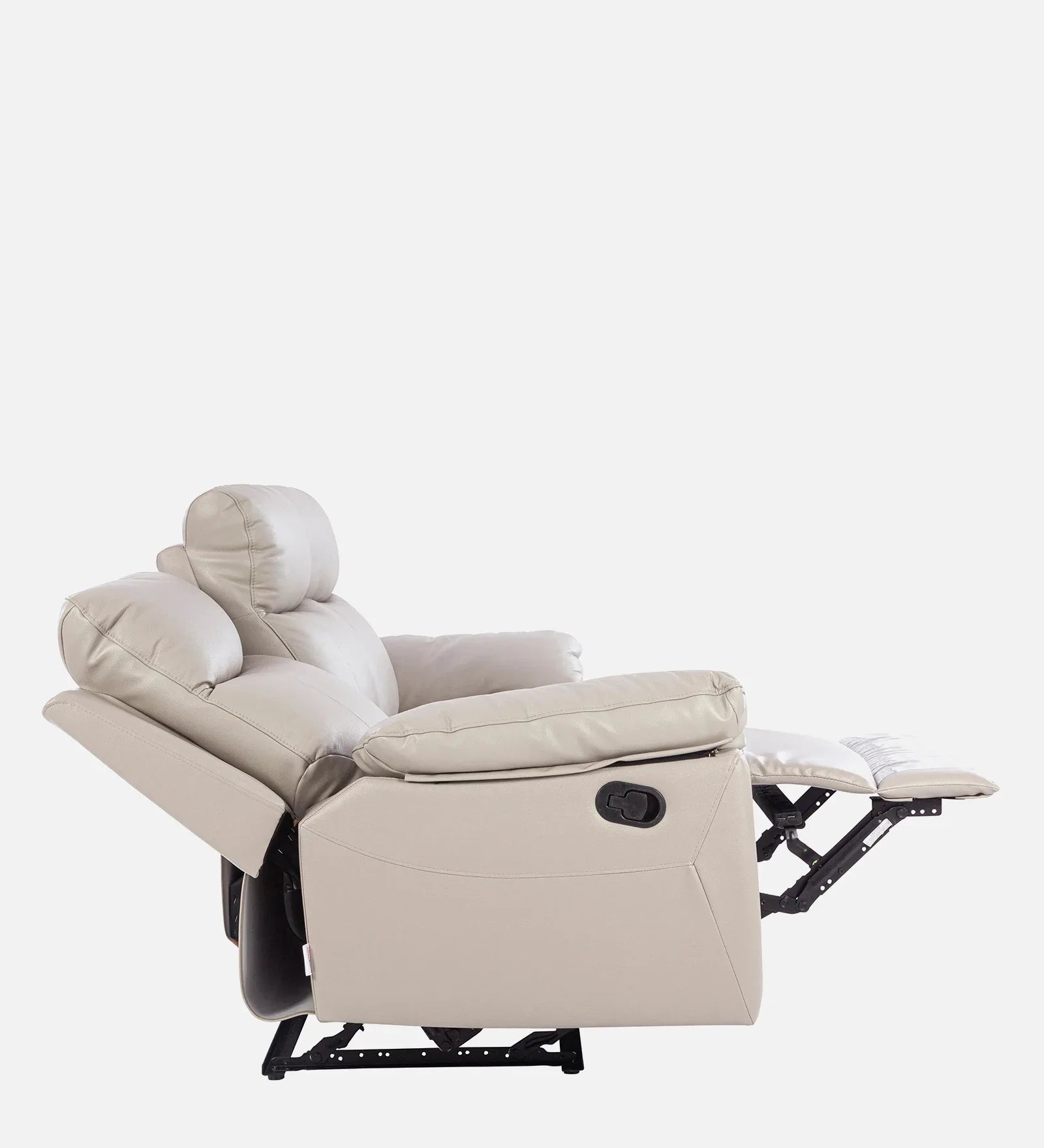 Quantum Half Leather Three Seater Recliner in Light Grey Colour - HomeTown