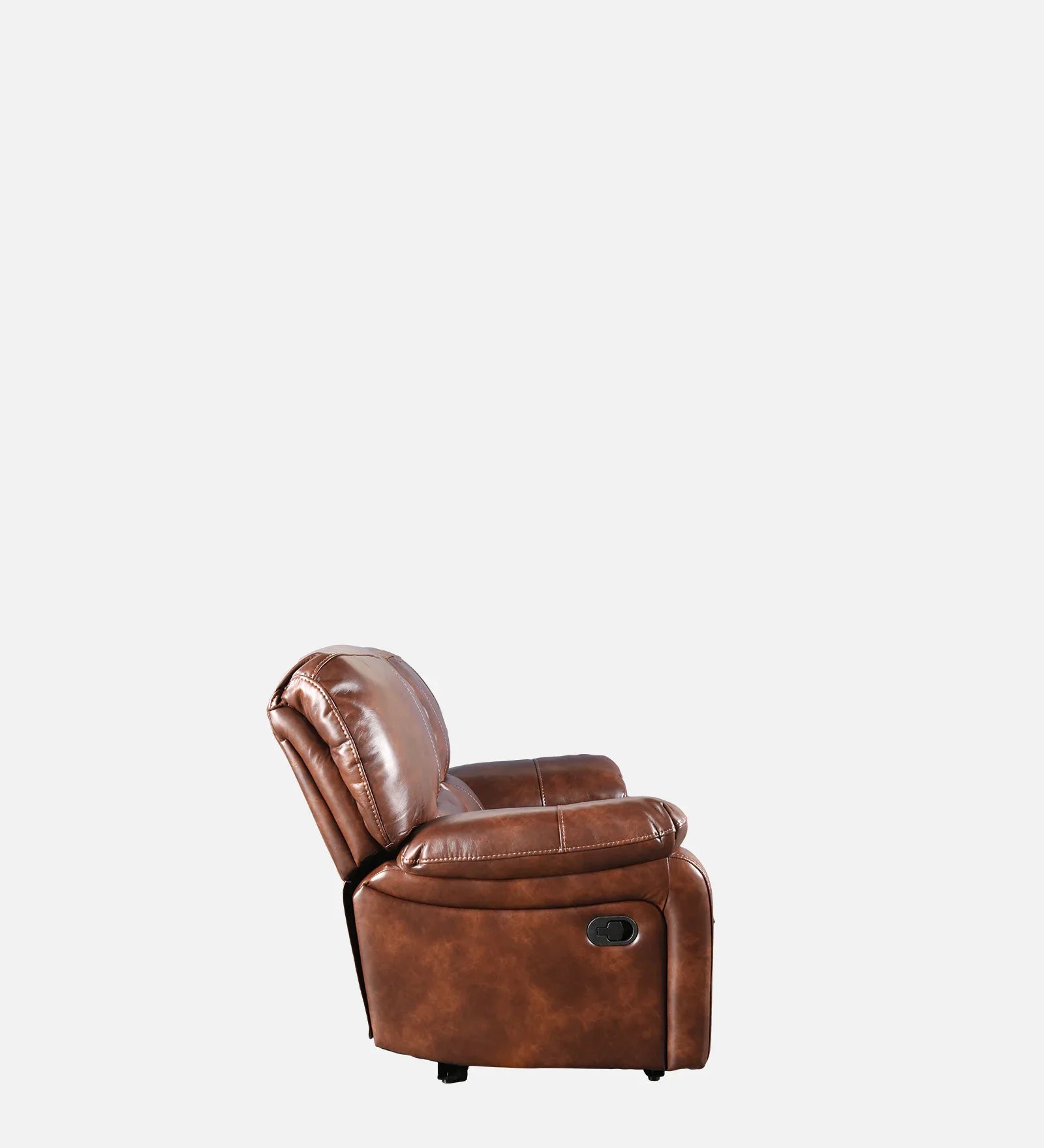 Urbano Leather Fabric Two Seater Recliner with Console in Brown Colour - HomeTown