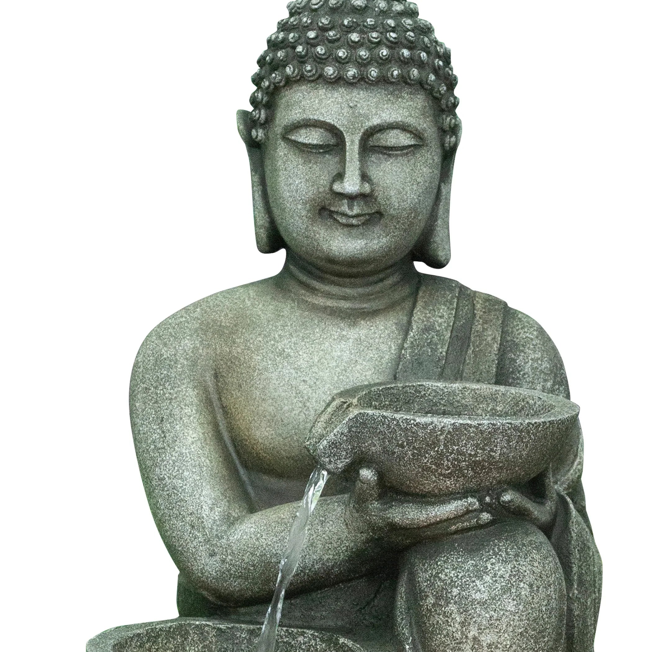 Aqua Bliss Polyresin Buddha Bowl Water Fountain 51X82Cm in Grey Colour - HomeTown