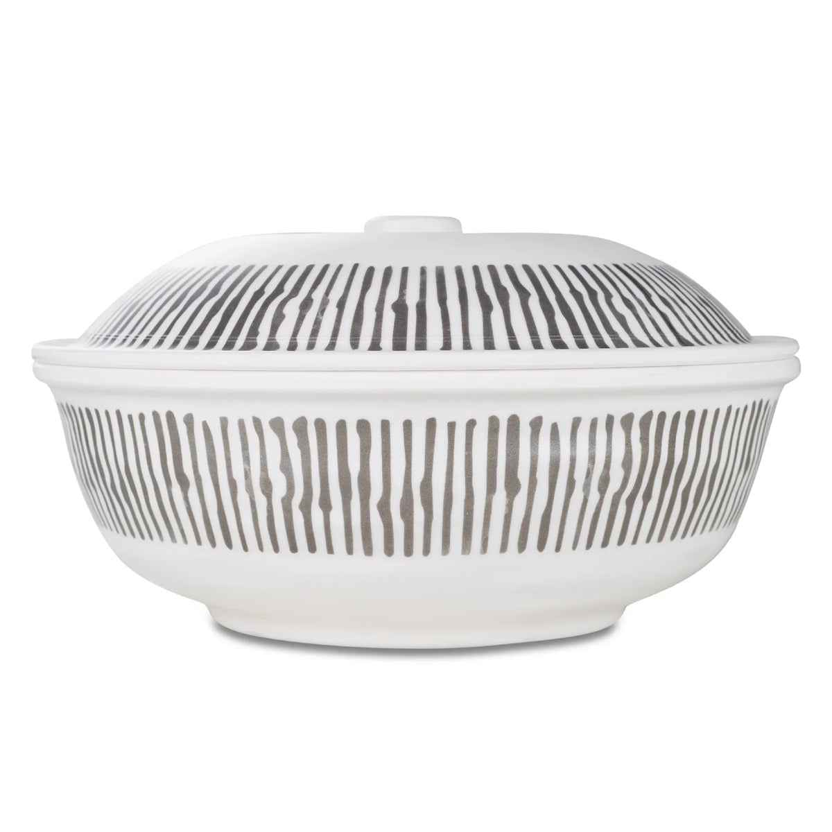 Linea Melamine Serving Bowl with Lid in Black & White Colour - HomeTown