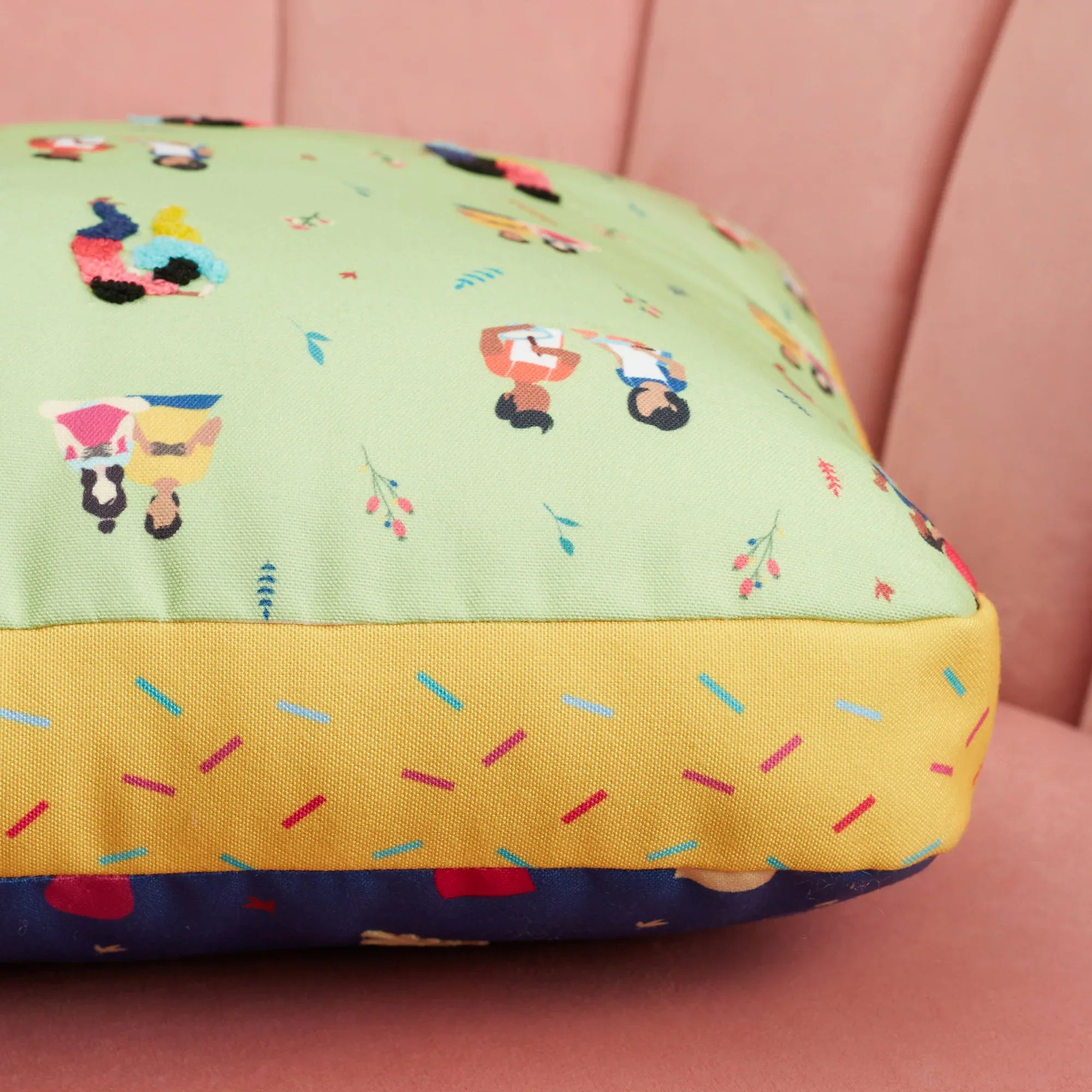 Good Life Reversible Little Things Digital Printed Shaped Cushion 40x40 Cm in Navy Colour - HomeTown