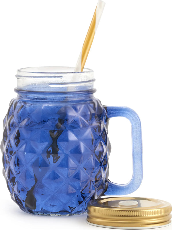 Milan Glass Pineapple Jar 400 ml in Blue Colour dimensions