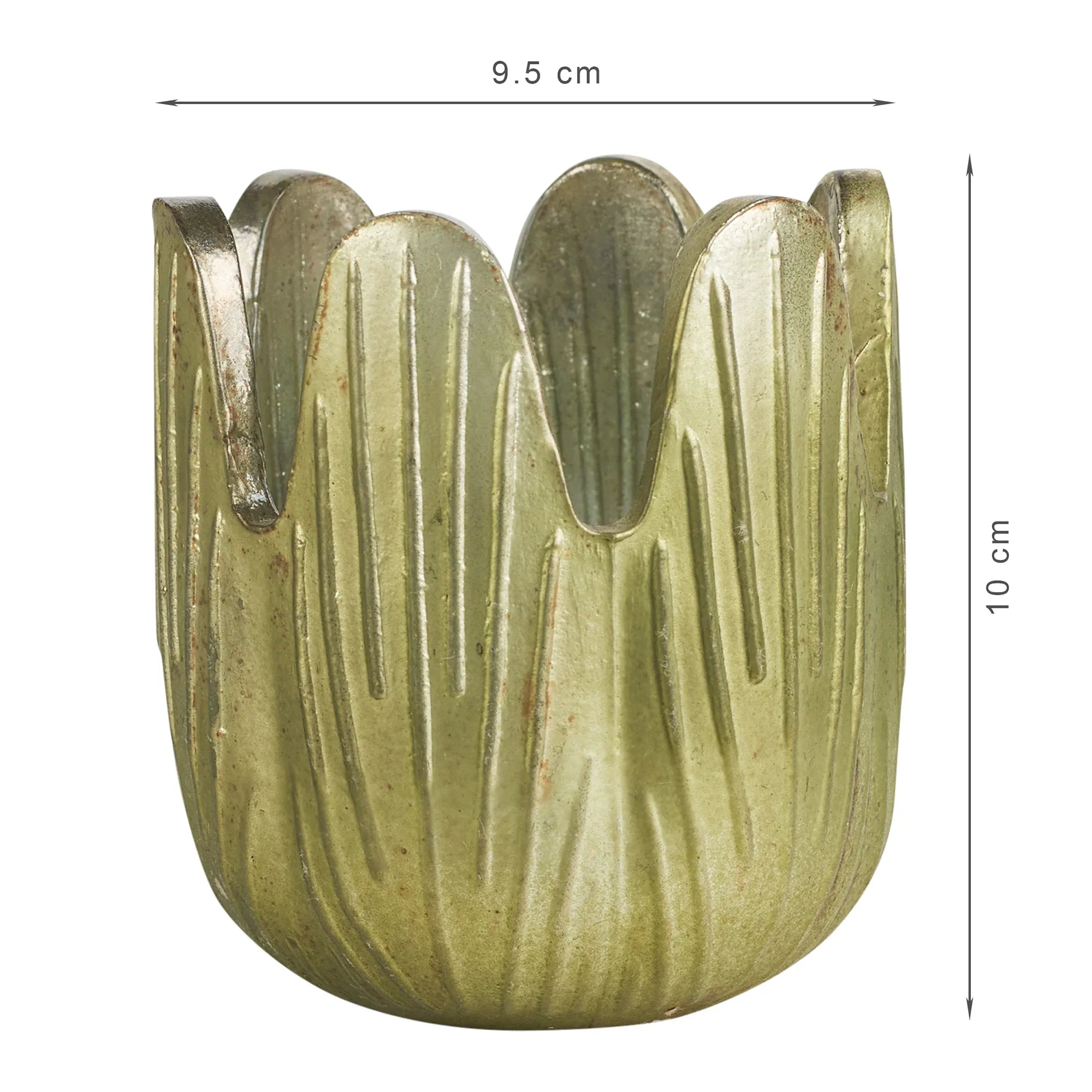 Phiona Glass Lotus Inspired Handcrafted Votive 10 Cm in Emerald Colour - HomeTown