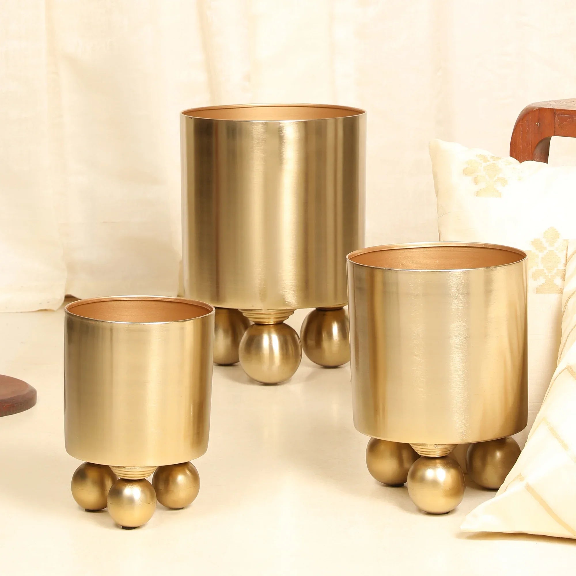Cosmos Metal Planter 20 cm in Gold Colour - HomeTown