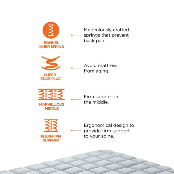 Spine Guard Bonnel Spring Queen Mattress for Back Pain in Grey Colour dimensions