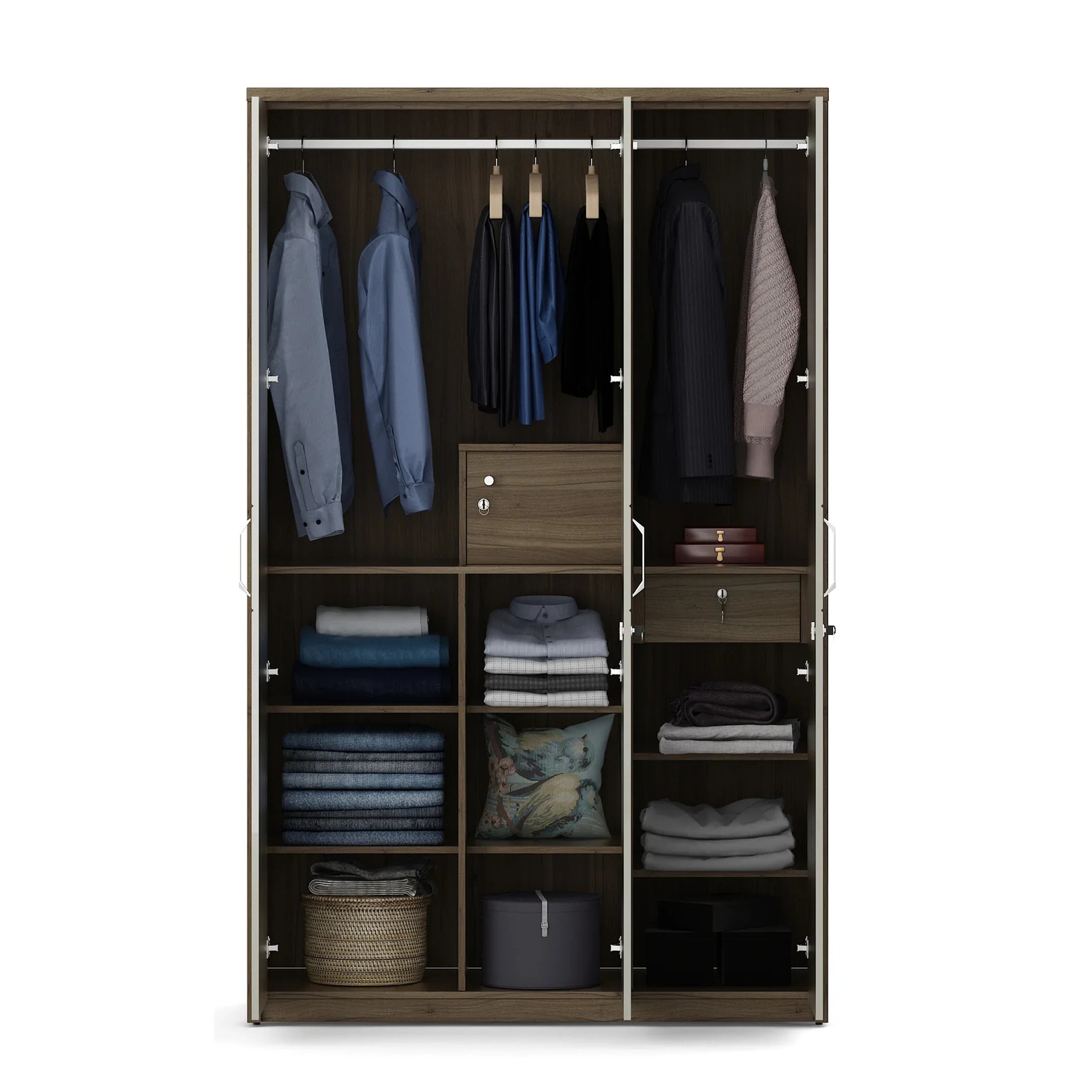 Cascade Three Door Wardrobe in Lyon walnut Colour - HomeTown