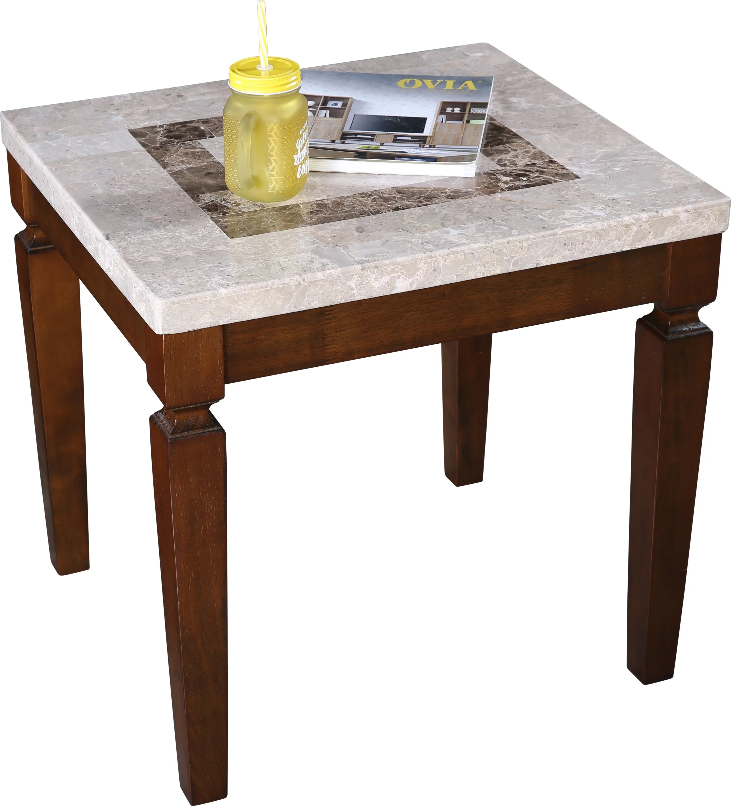Bliss Marble Top Side Table in Beige Colour - HomeTown