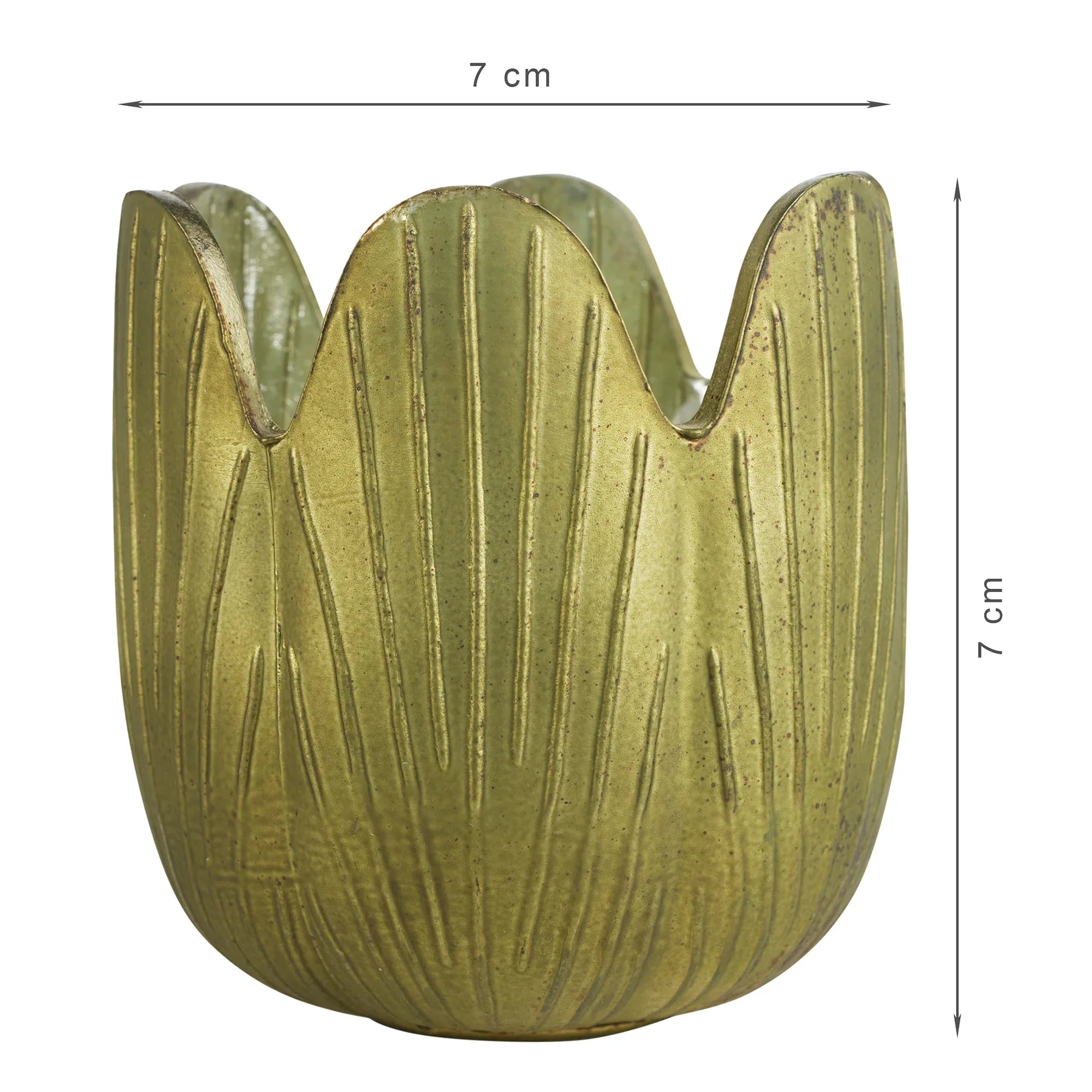 Phiona Glass Lotus Inspired Handcrafted Votive 70 Cm in Emerald Colour - HomeTown