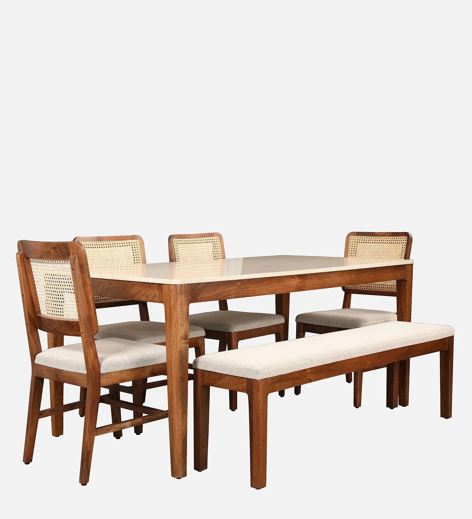 Siam Marble Top Six Seater Dining Set in Walnut Colour - HomeTown