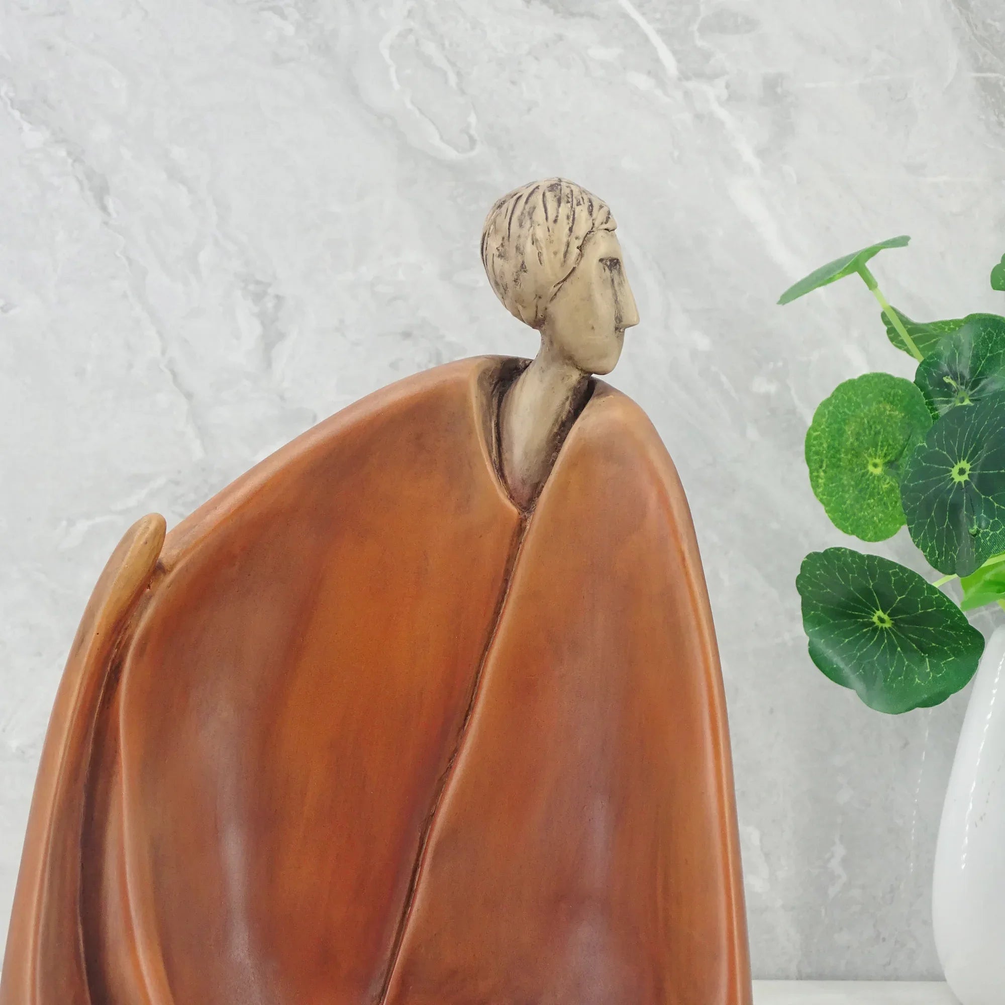 Alpine Polyresin Man Sitting Figurine 18x14x23Cm in Brown Colour - HomeTown