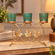 CGI Luxe Utsav Triple Votive Tea Light Gold Finish | 28.5X6.5X20 cm