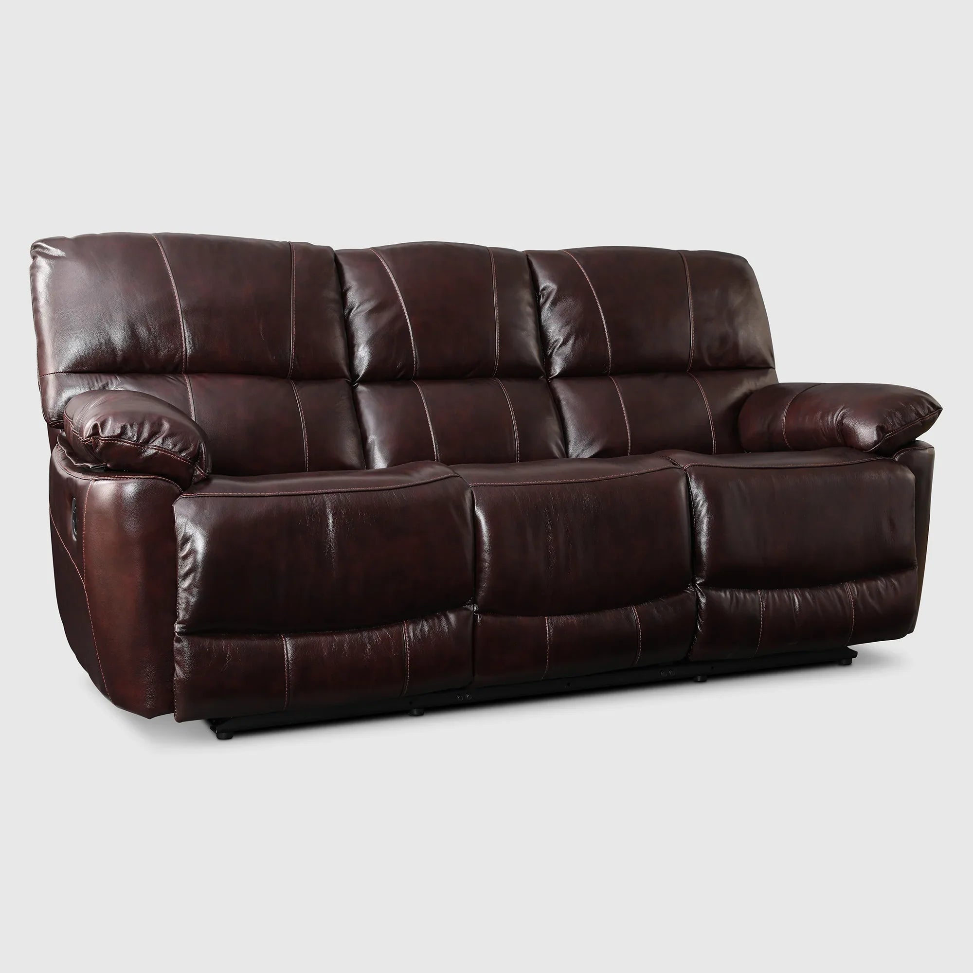 Charles Half Leather Three Seater Recliner - HomeTown