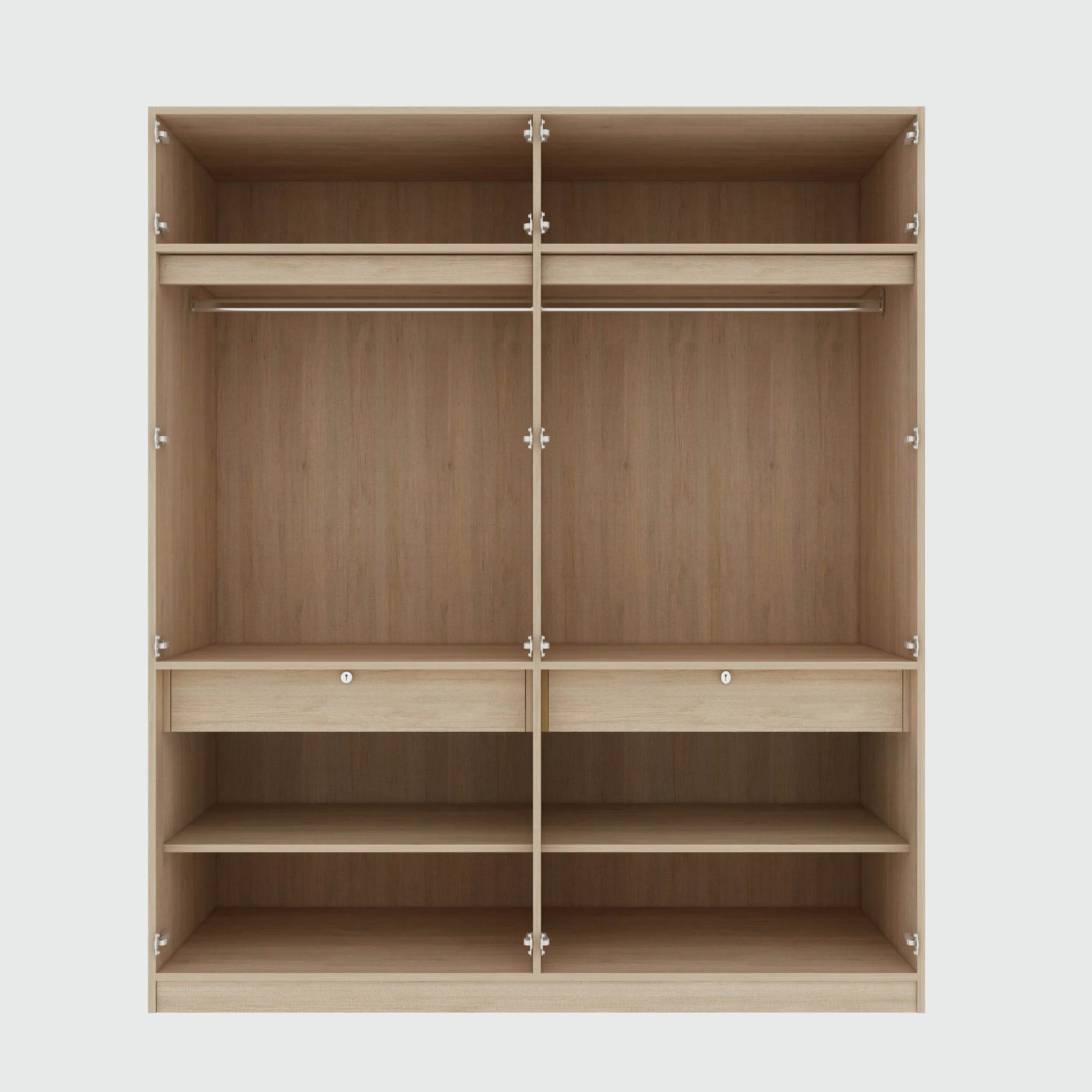 Jordan Four Door Wardrobe in Sonam Oak & White Colour - HomeTown