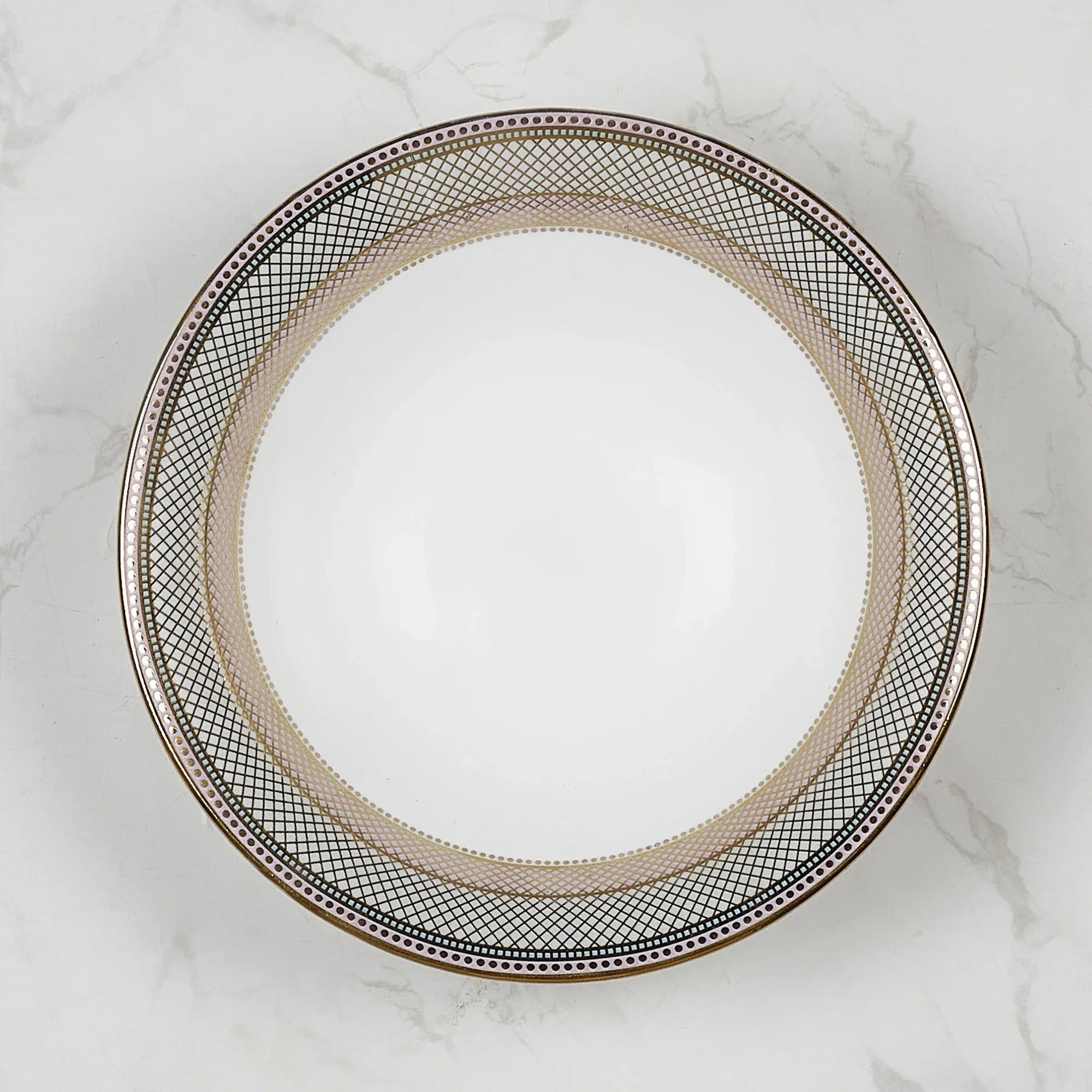 Amour Real Gold-Plated Bone China Charlotte Serving Bowl in Pink & White Colour - HomeTown
