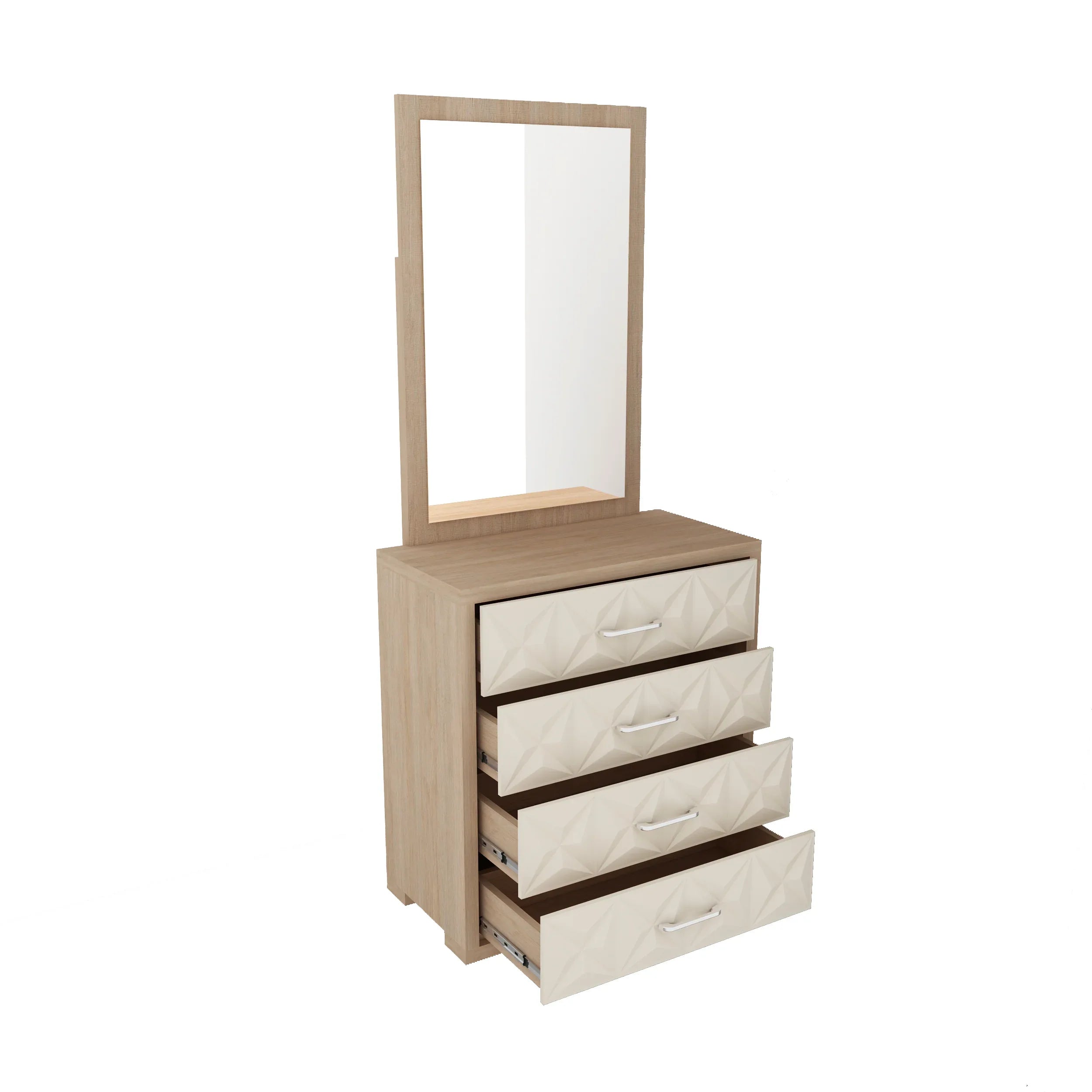 Jordan Dresser With Mirror in Sonam Oak & White Colour - HomeTown