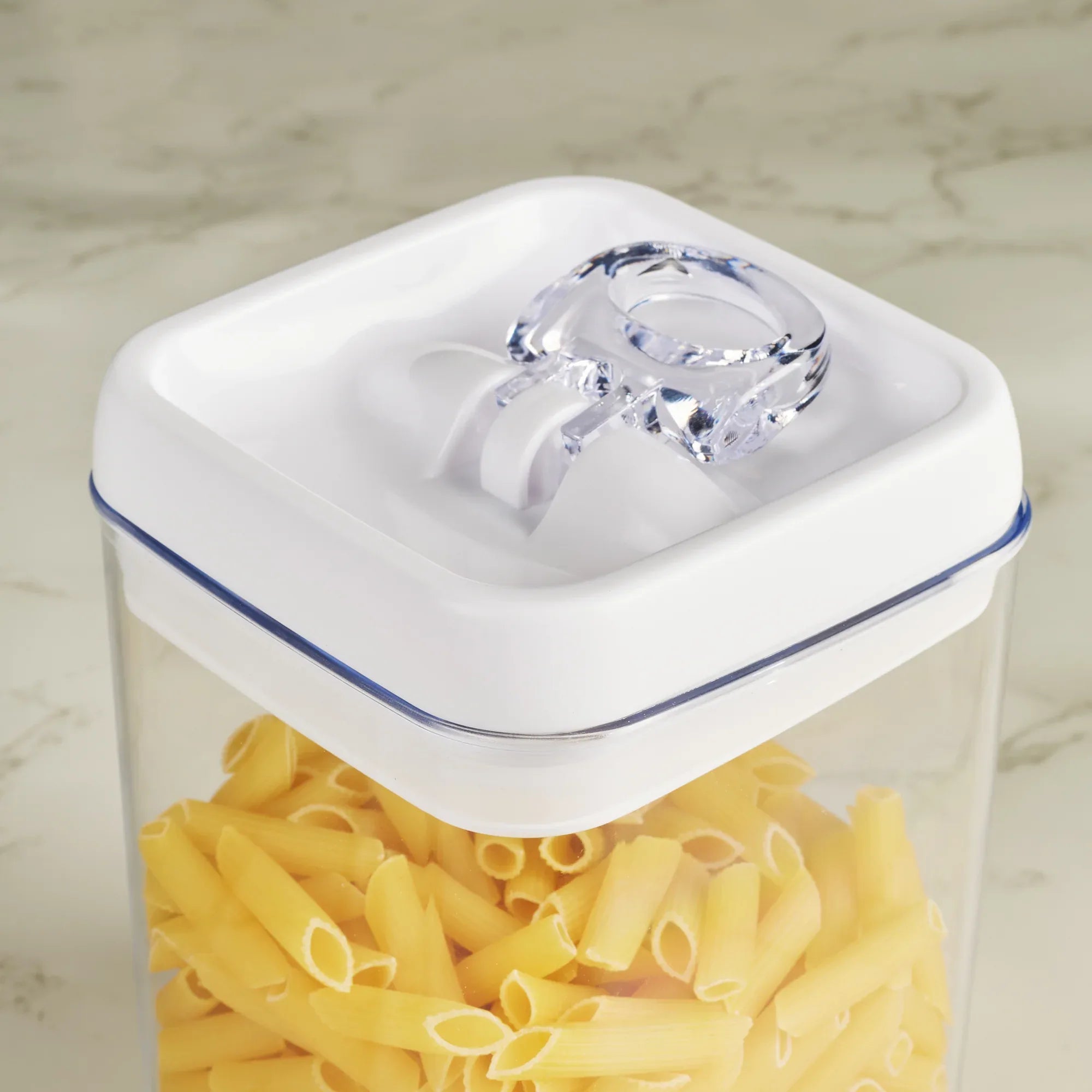 Robusto BPA Free Easy Lock Square Container 1700ml in Transparent & White Colour - HomeTown