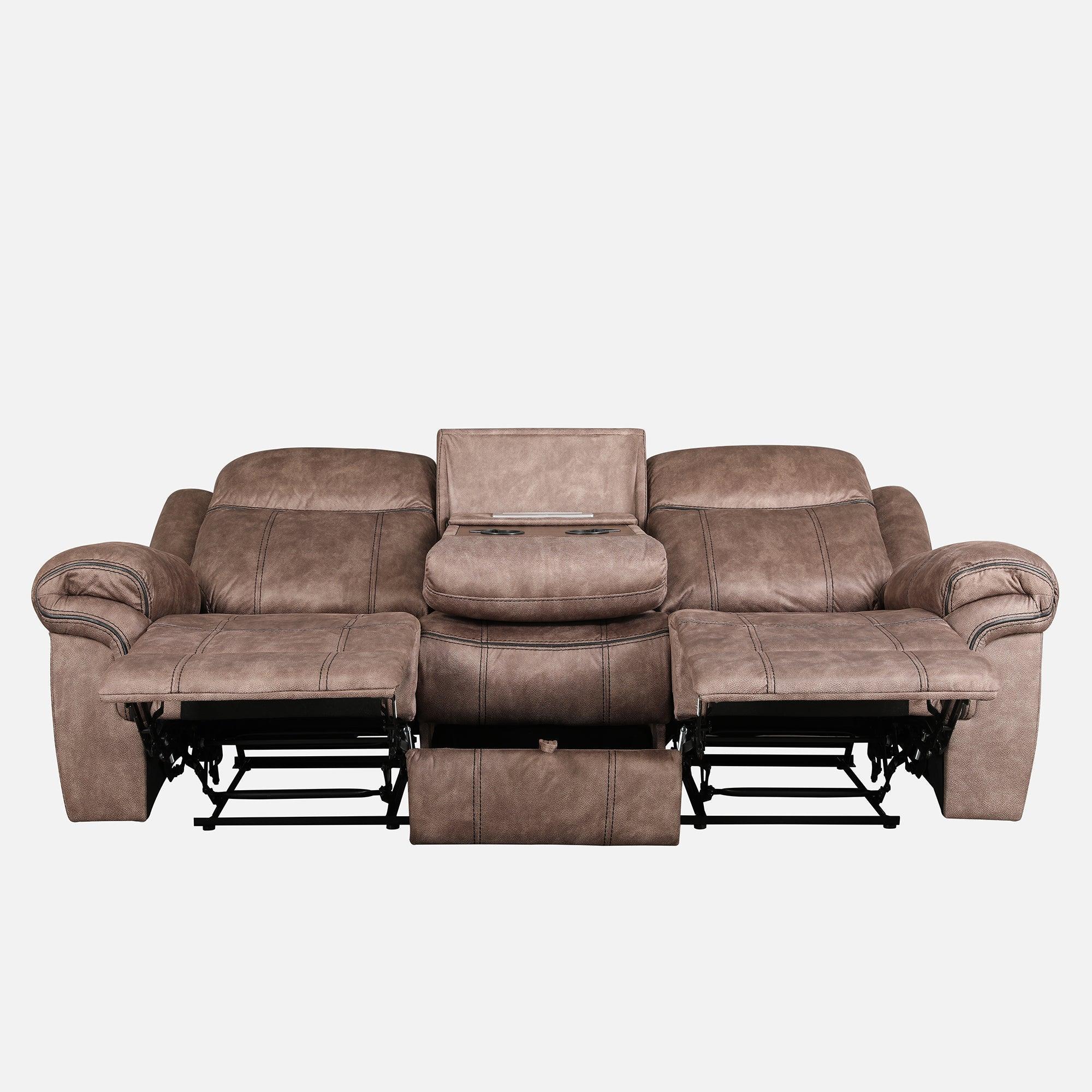 Enfield Fabric 3 Seater Recliner in Grey Colour - HomeTown