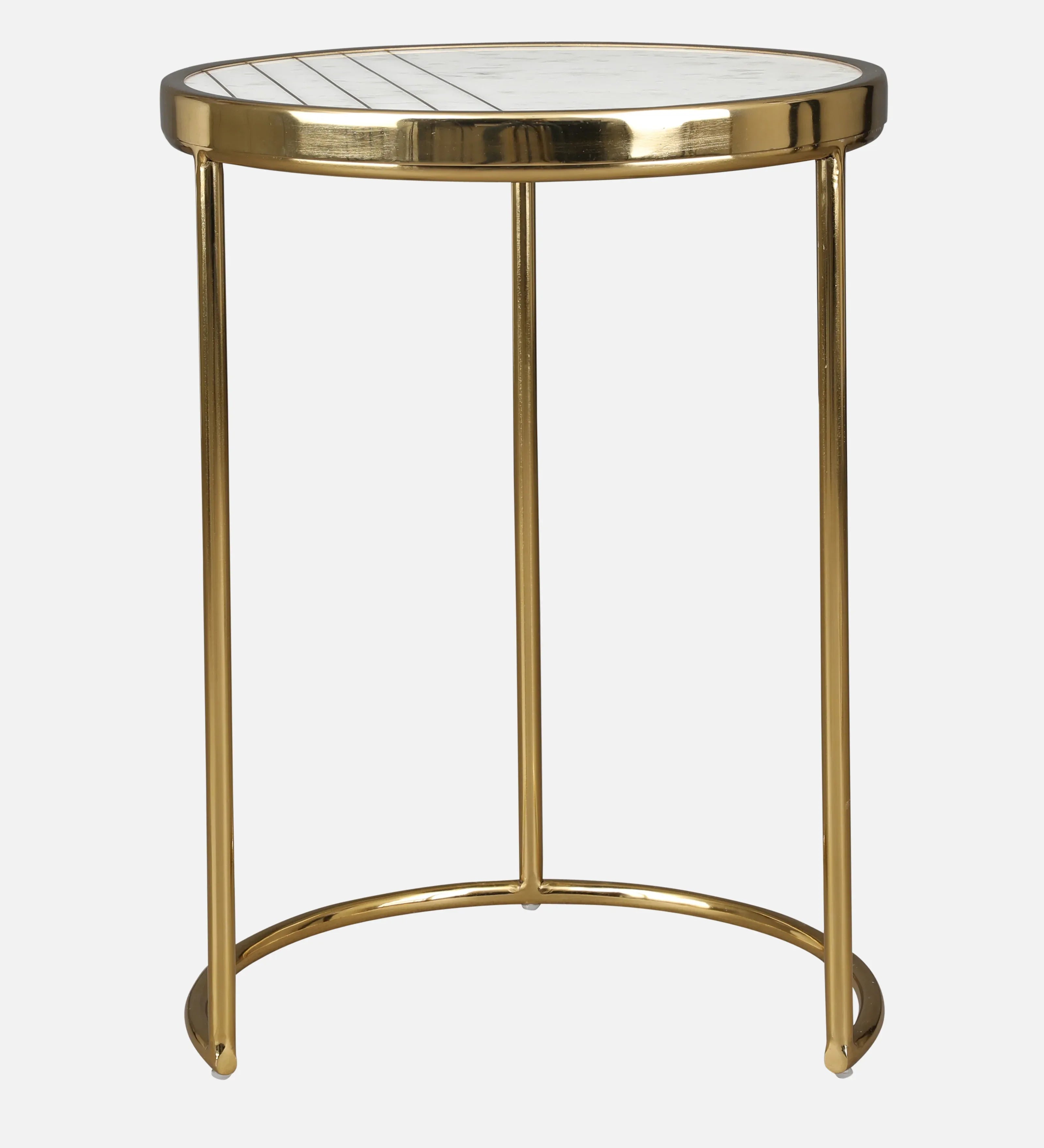 Netanya Metal Table in Gold & White Colour - HomeTown