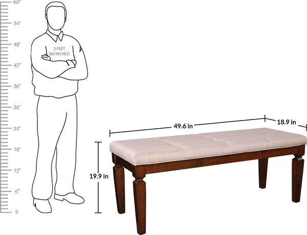 Bliss Marble Top 6 Seater Set with Bench with Inlay in Beige Colour dimensions