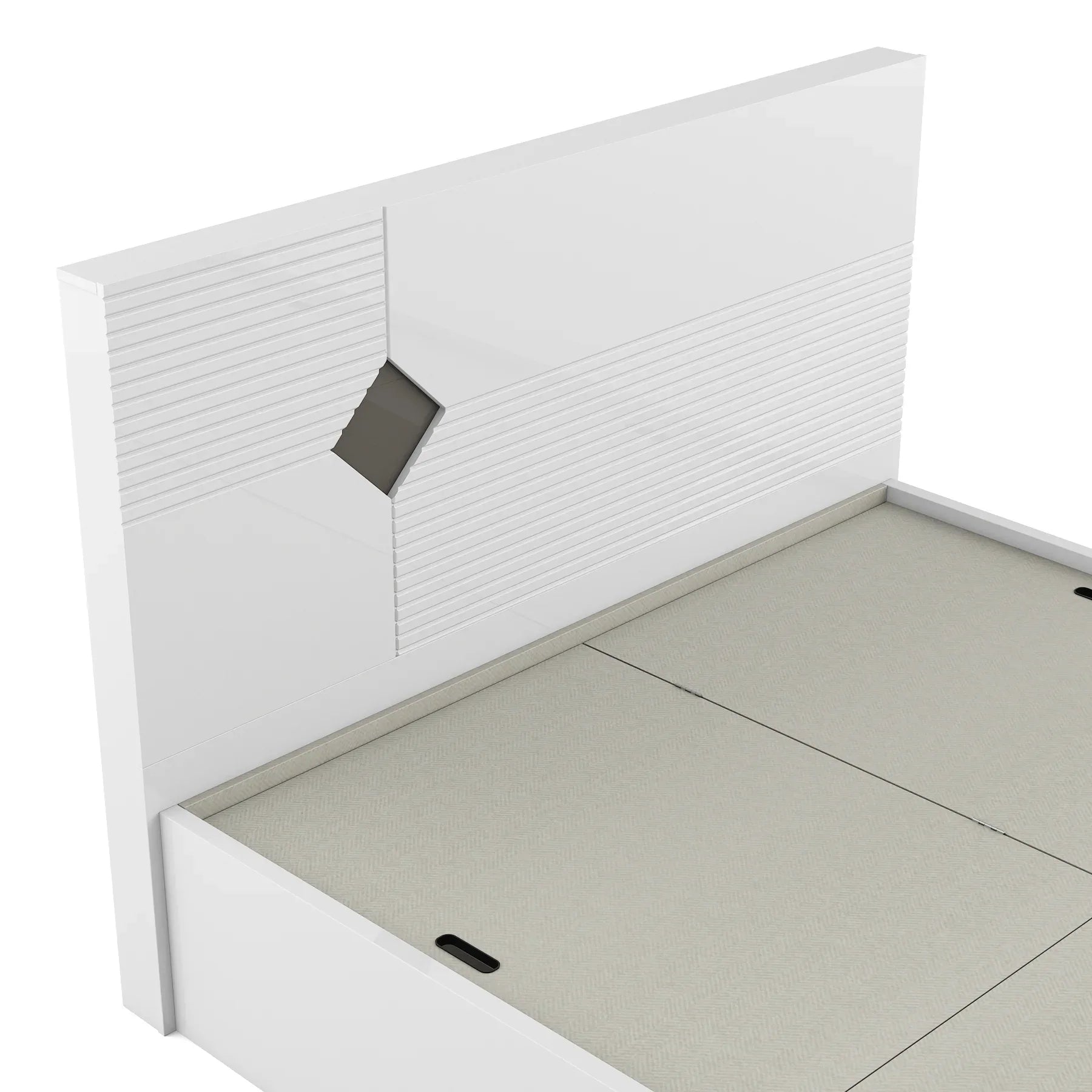 Gwen Queen Bed With Box Storage in White & Denim Colour - HomeTown