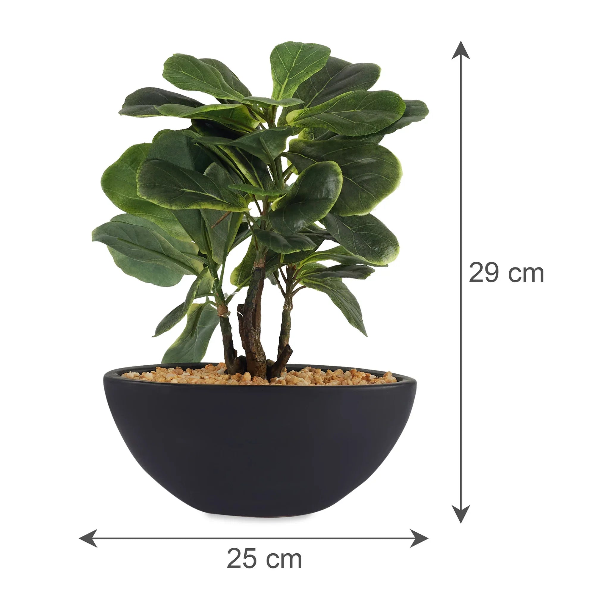 Ilana Faux Fiddle Ceramic Potted Plant 29 Cm in Green Colour - HomeTown