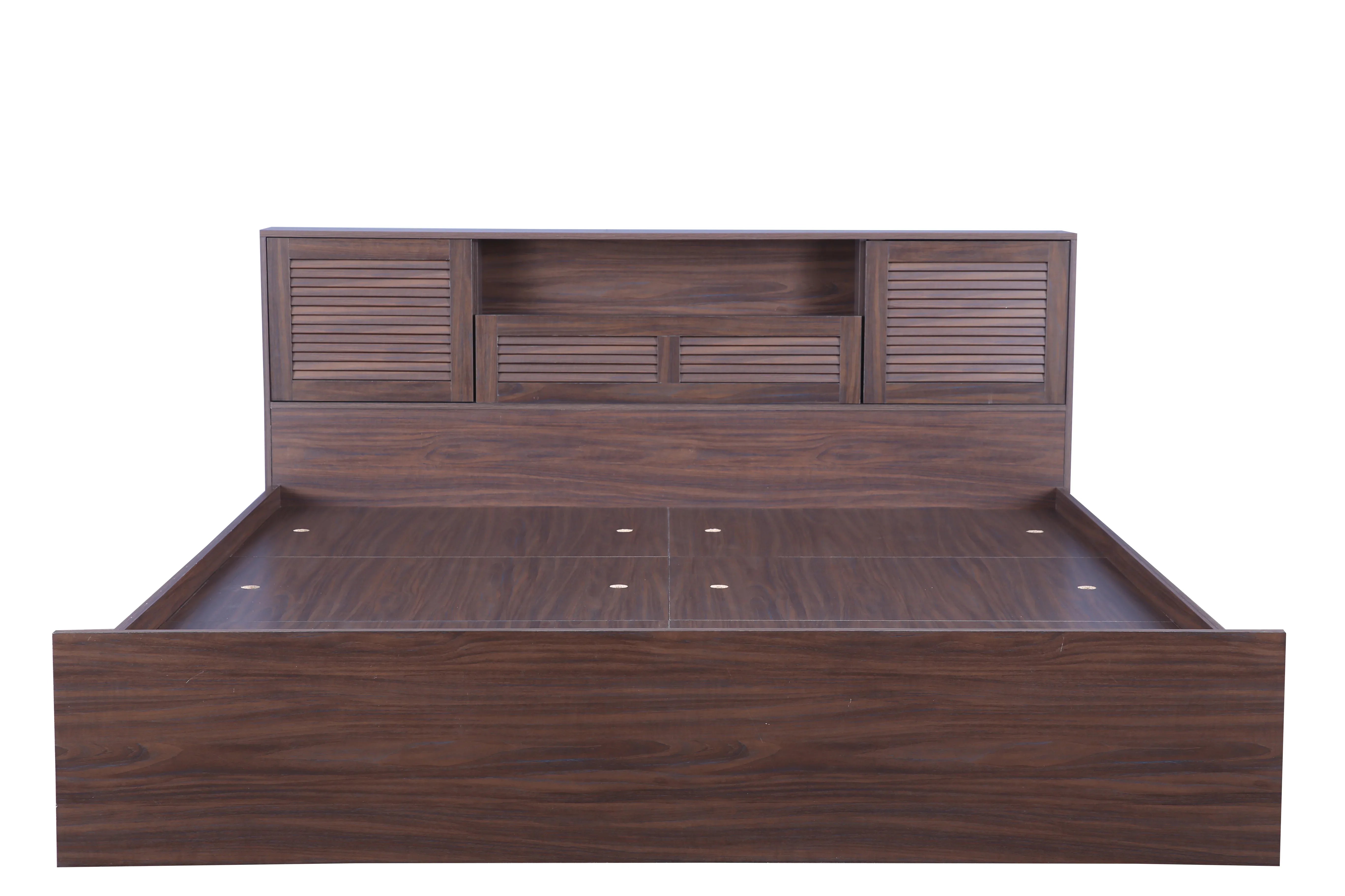 Bolton Queen bed with Box storage in Walnut Colour - HomeTown