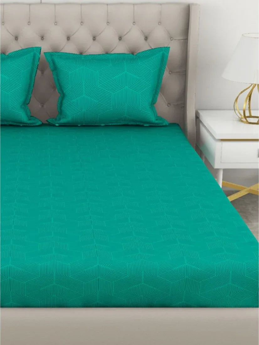 Botanical Cotton King Bed Sheet 274X274 Cm 210 Tc in Green Colour - HomeTown