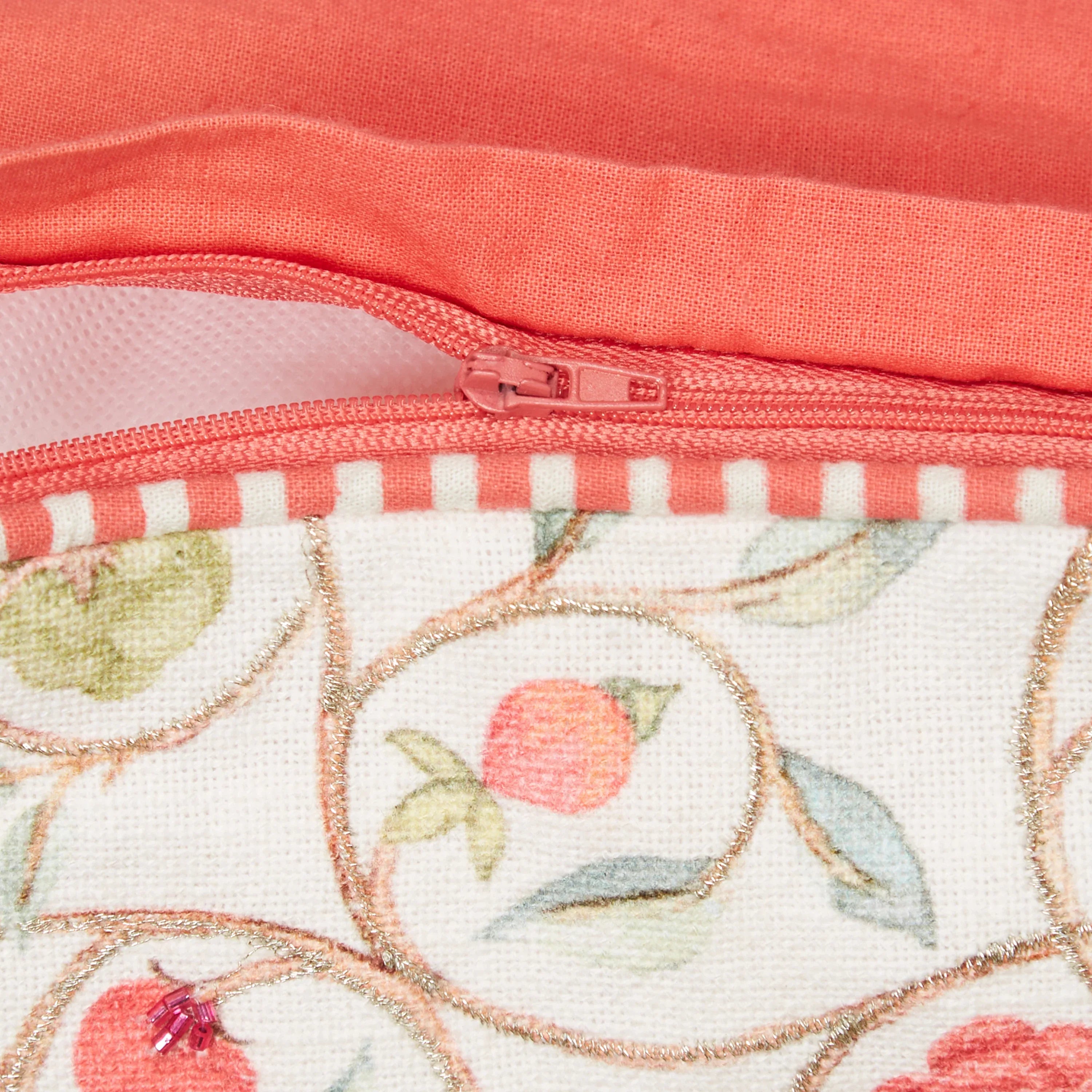 Indian Botanical Cotton Cushion Cover 45x45 cm in Multi Pink Colour - HomeTown