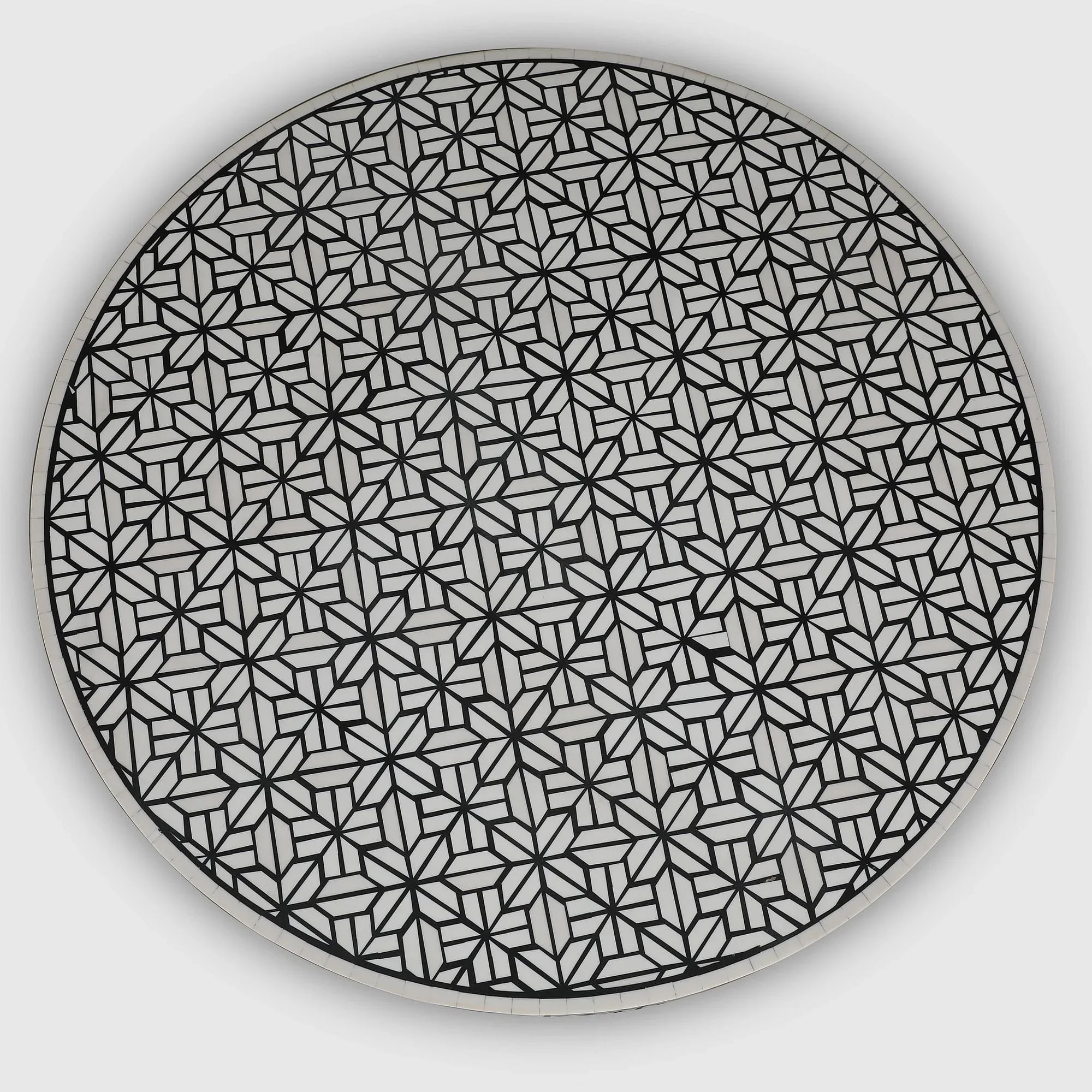 Ossein Iron New Center Table in Black & White Colour - HomeTown