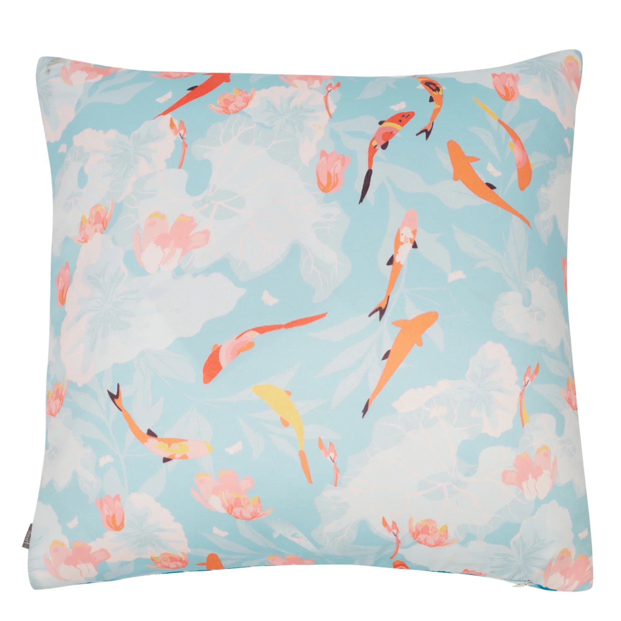 Bahamas Satin Digital Printed Cushion Cover 40x40 Cm in Aqua Colour - HomeTown