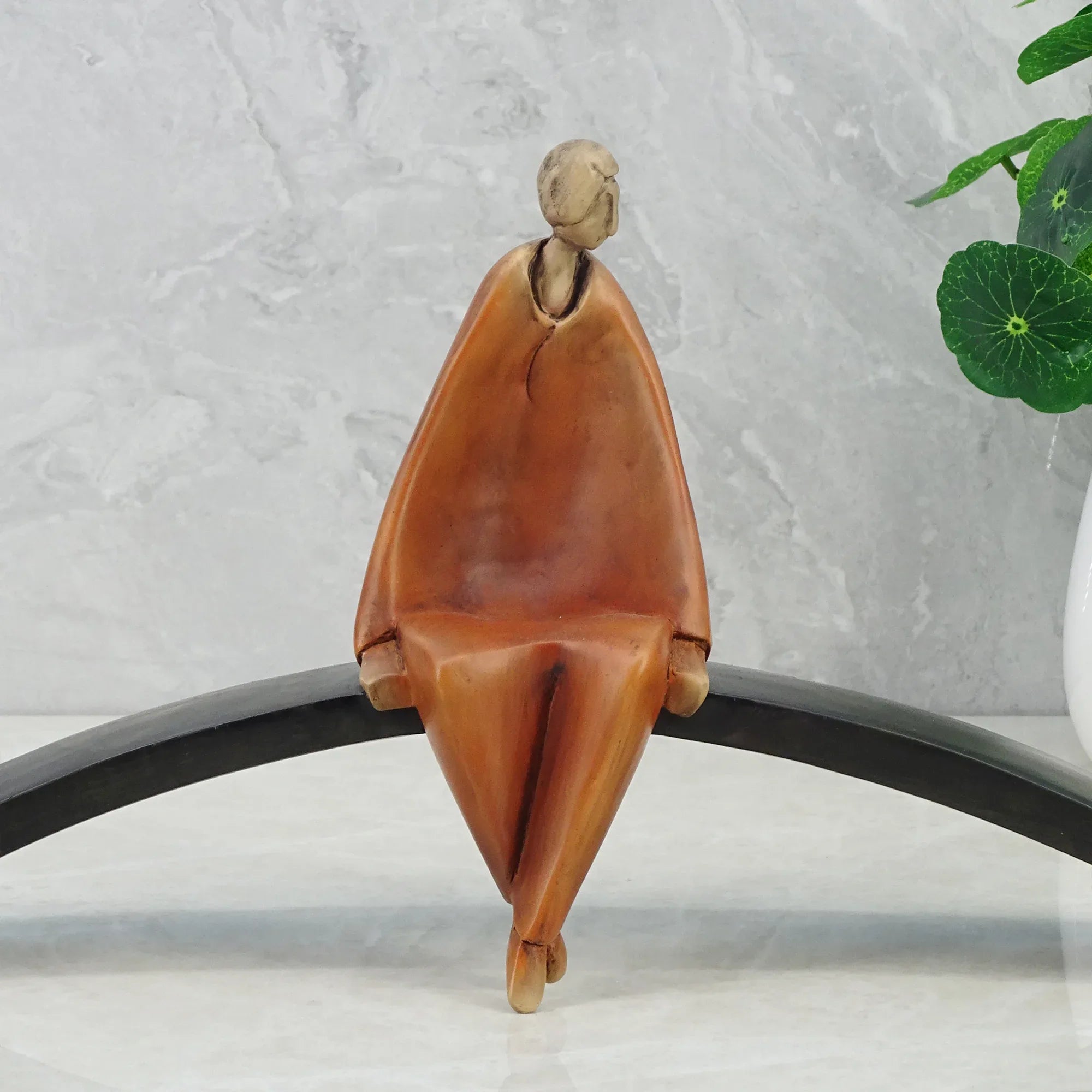 Alpine Polyresin Man Sitting On Cirque 19 Cm in Brown Colour - HomeTown