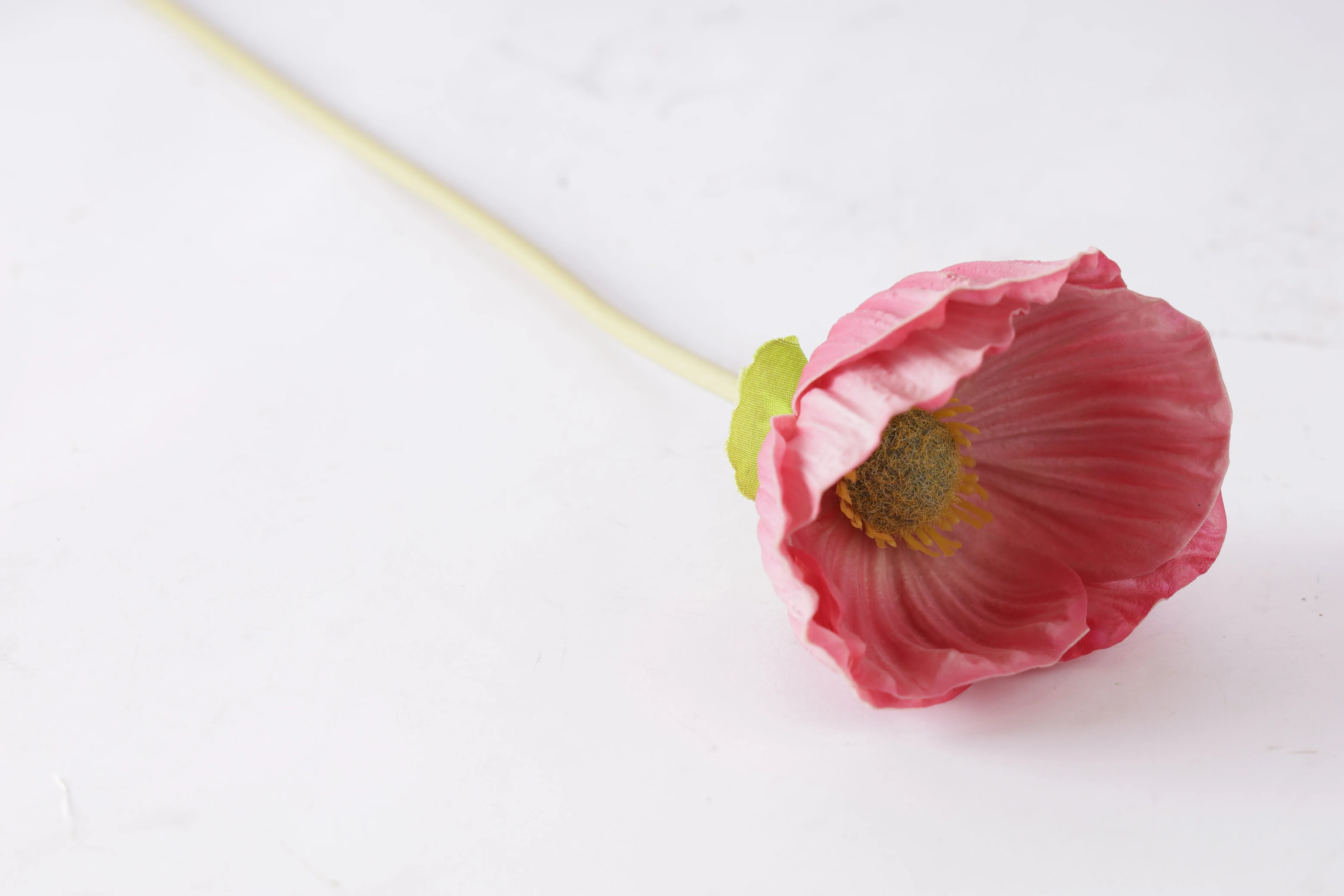 Elora Single Pink Poppy Polyester Artificial Flower 48cm in Pink Colour - HomeTown