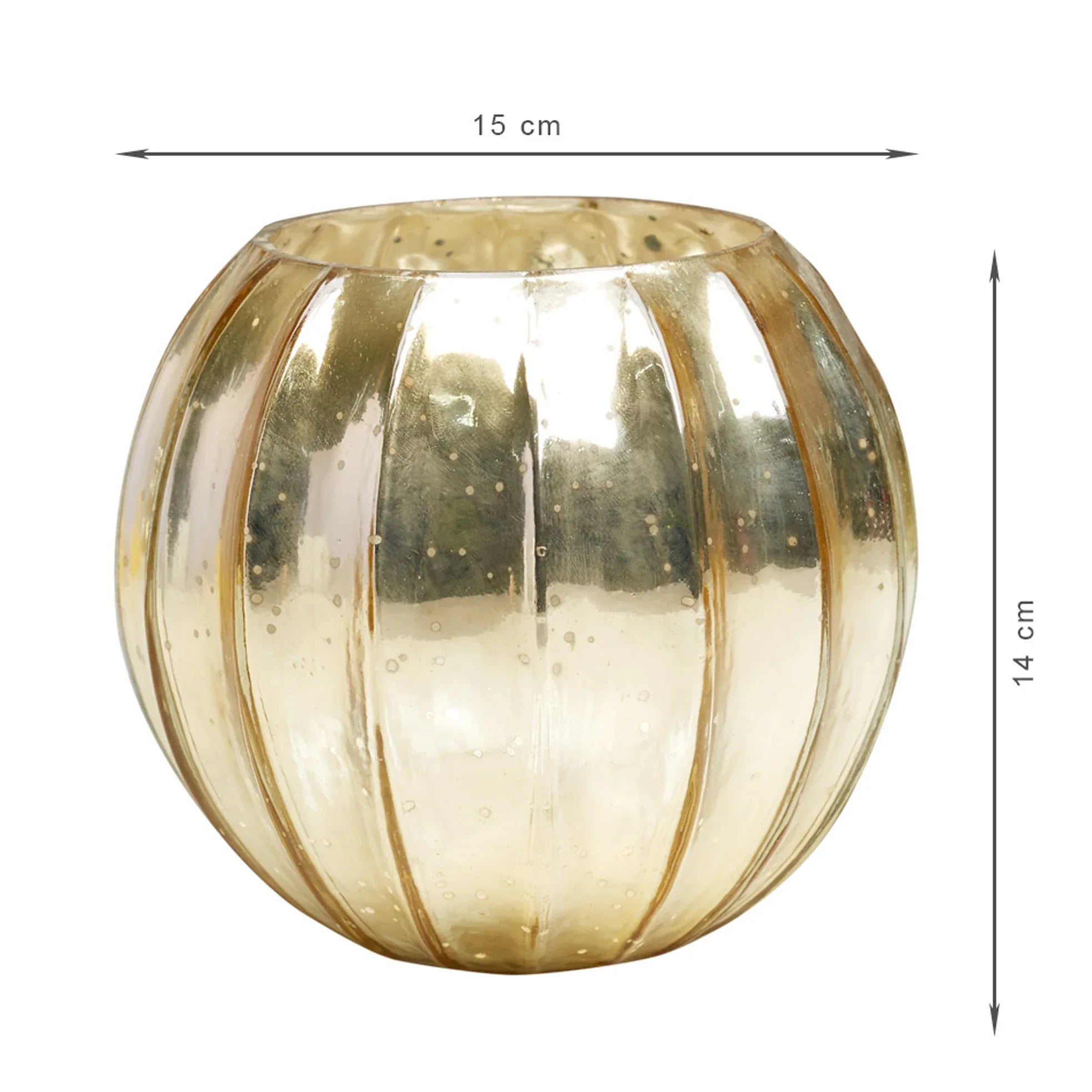 Phiona Glass Pumpkin Handcrafted Mercury Votive 14 Cm in Gold Colour - HomeTown