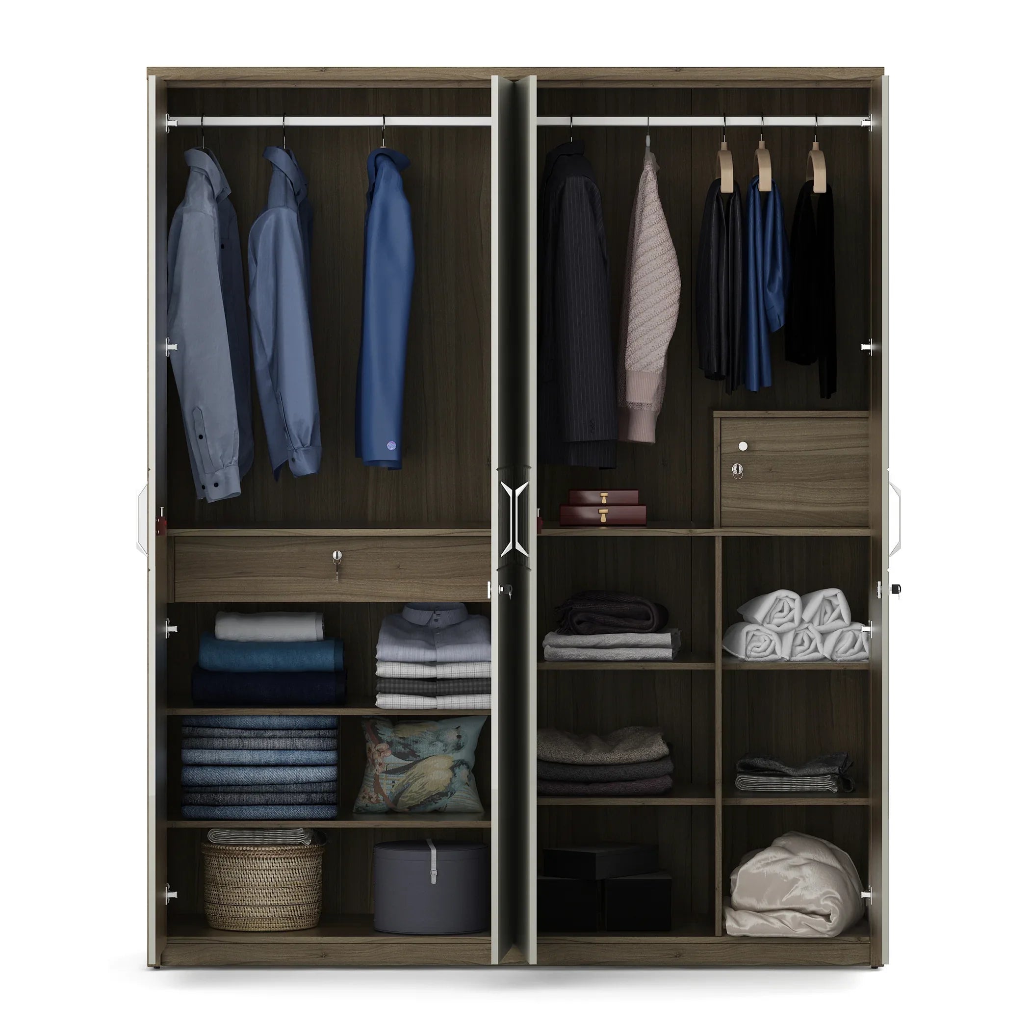 Cascade Four Door Wardrobe in Lyon walnut Colour - HomeTown
