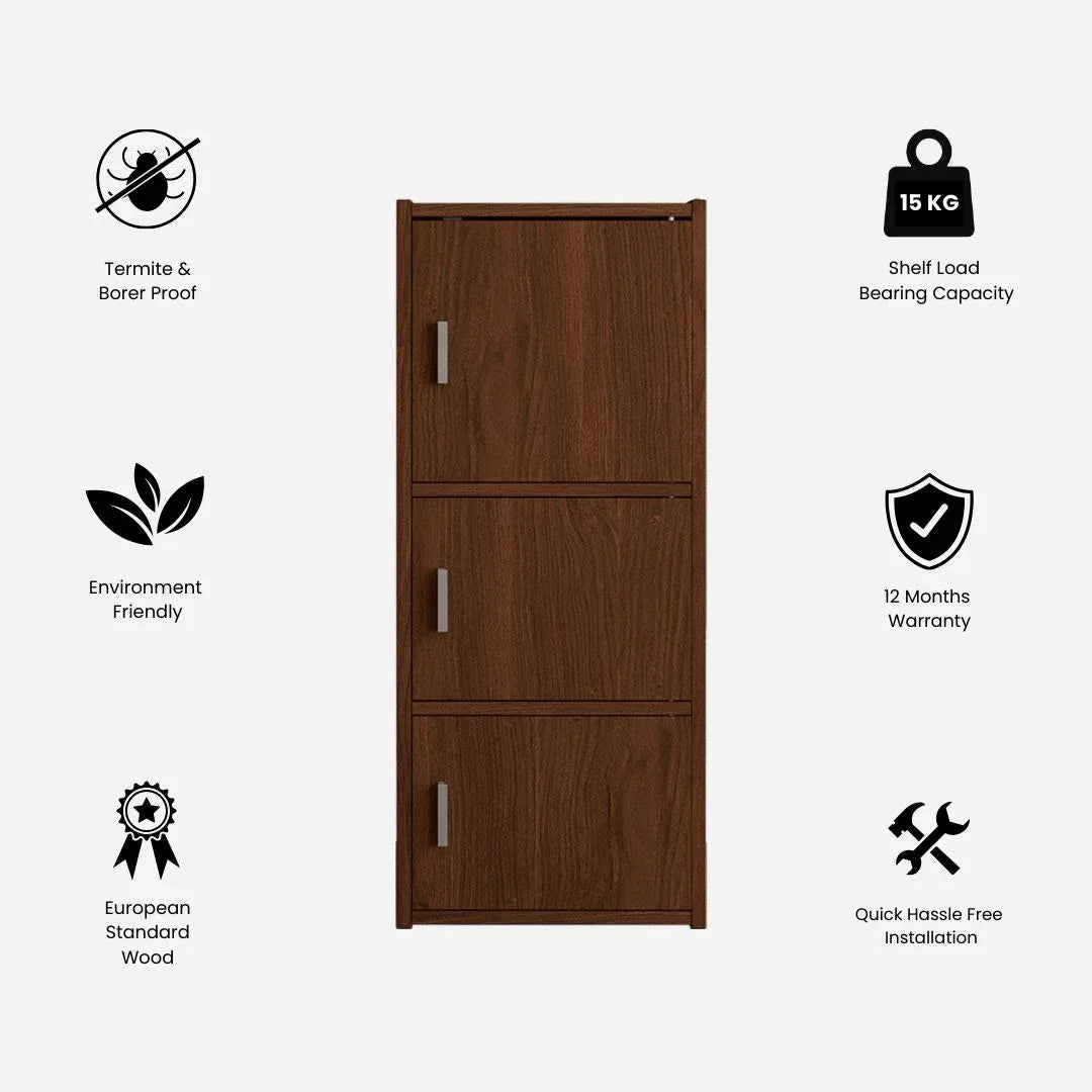 Albert Engineered Wood 3 Tier Cabinet in Oak Colour - HomeTown