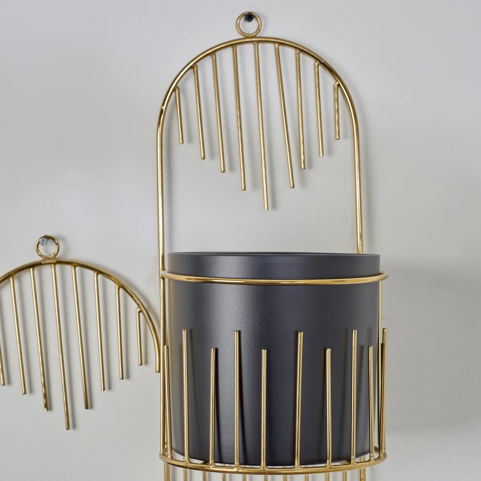 Artiskylar Metal Matt Finish Wall Planter 88 Cm in Black and Gold Colour - HomeTown