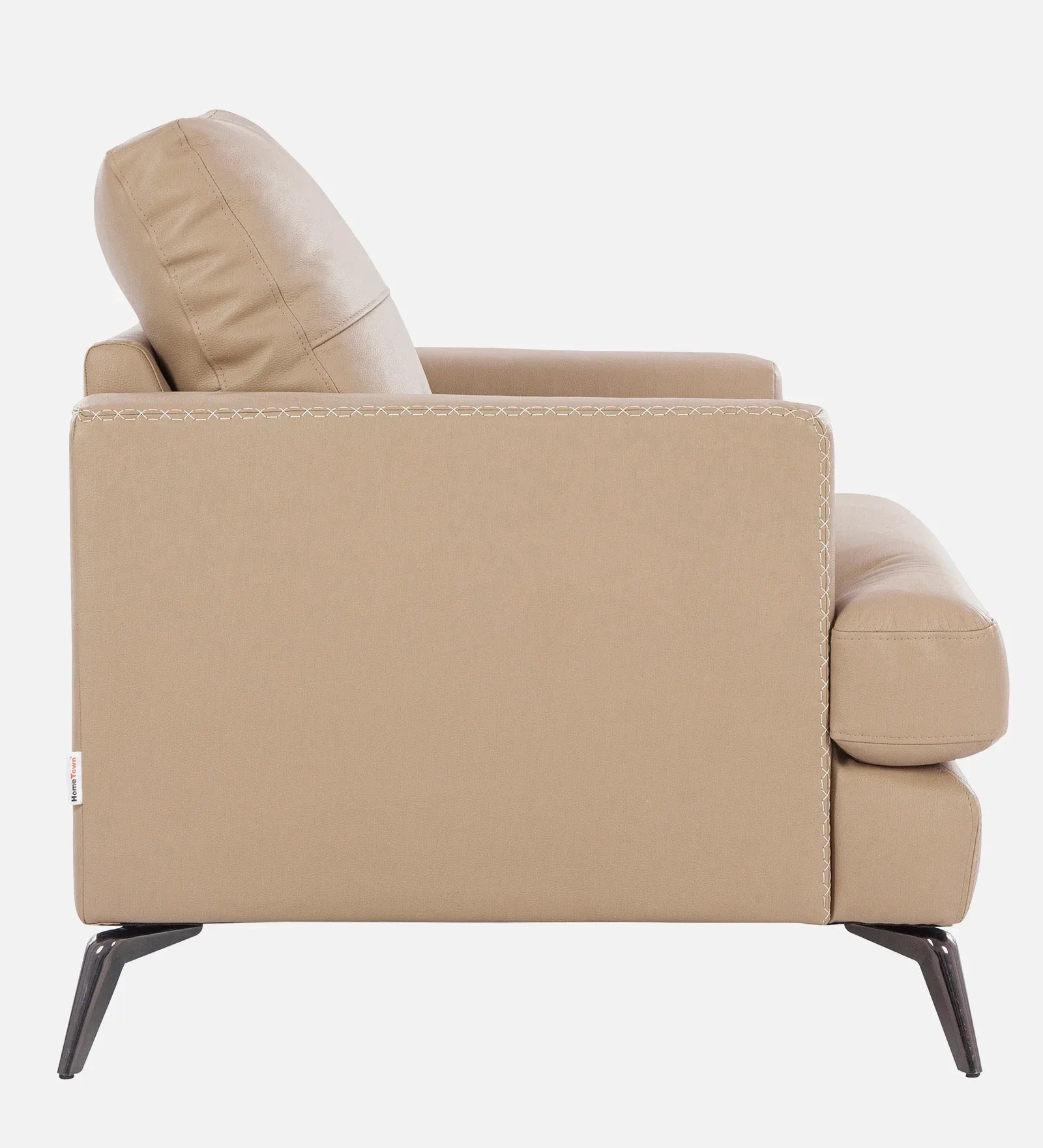 Soren Half Leather Single Seater Sofa in Mushroom Colour - HomeTown