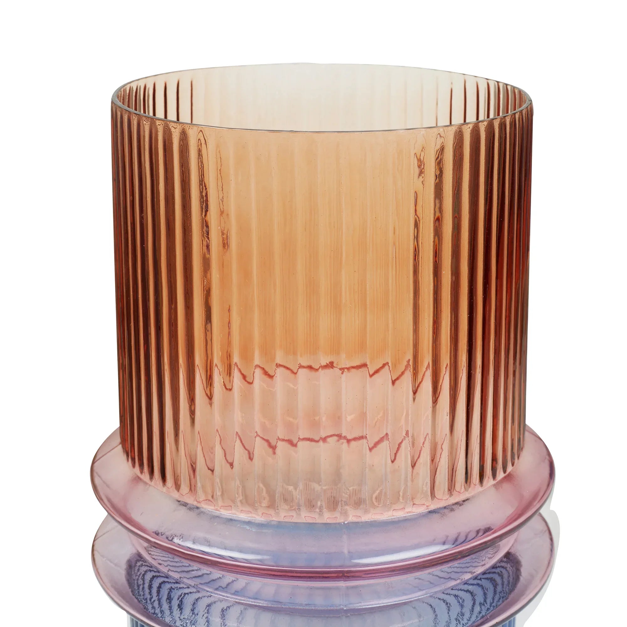 Phiona Glass Fluted Handcrafted Large Vase 31 Cm in Multi Colour - HomeTown