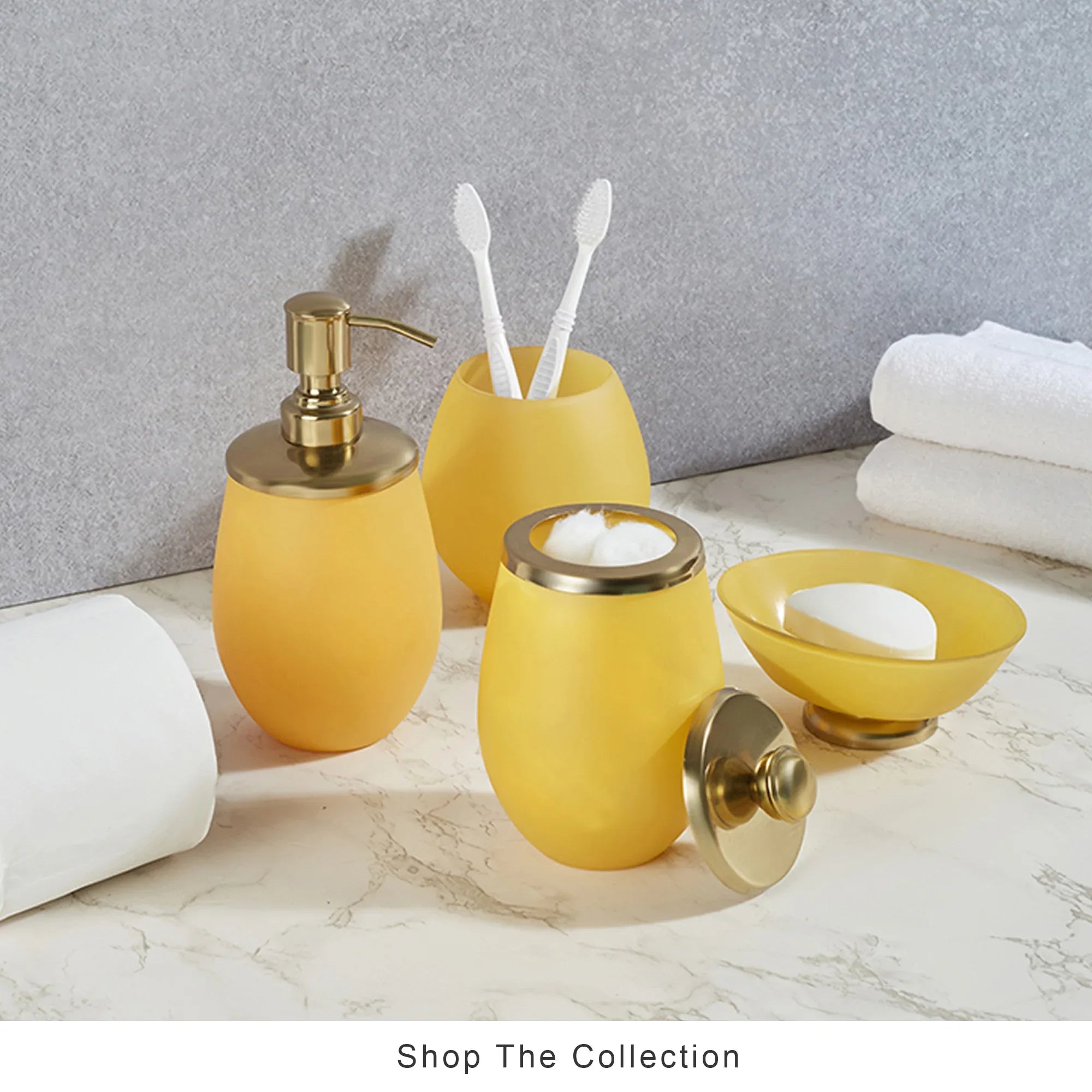 Emilia Glass Frosted Colored Jar With Lid in Yellow Colour - HomeTown