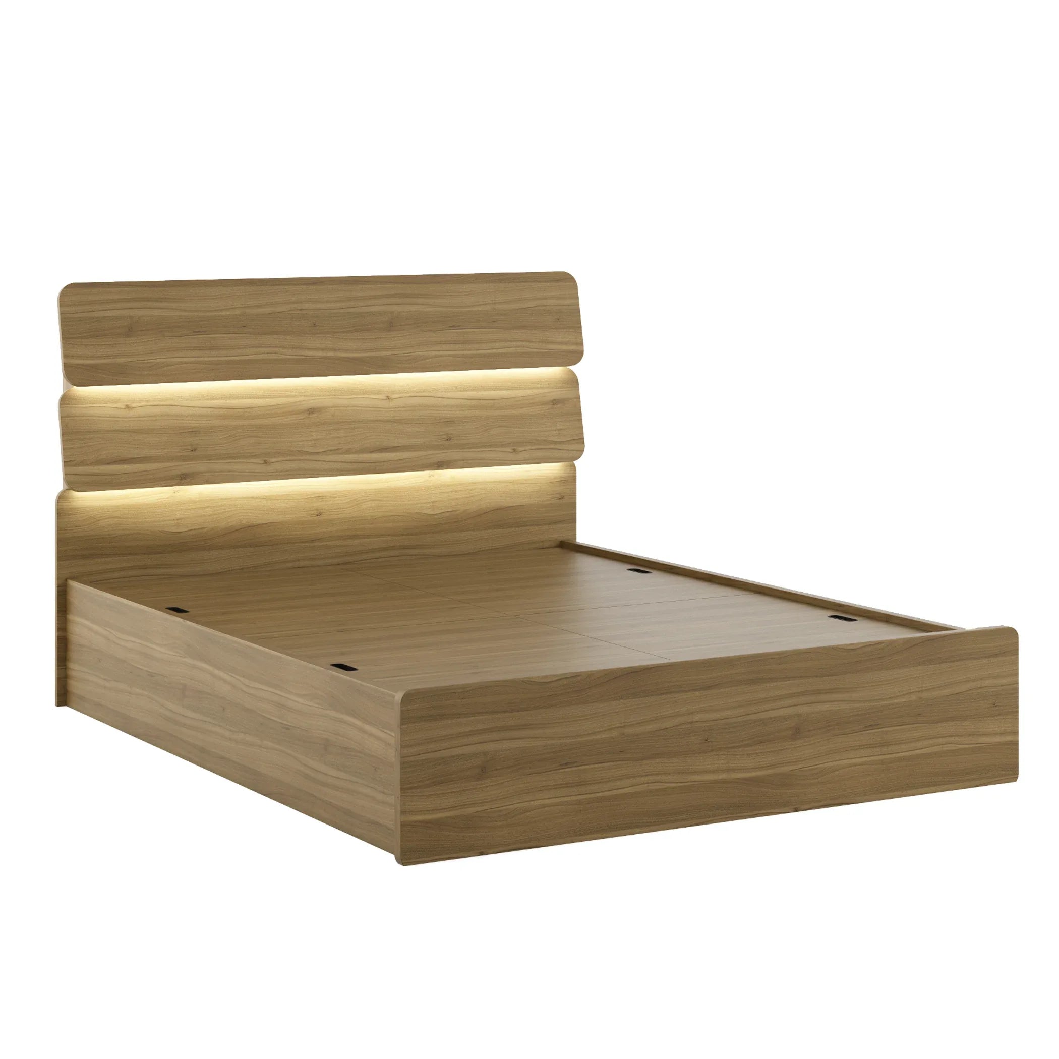 Freya King Bed With Box Storage in Natural Teak Colour - HomeTown