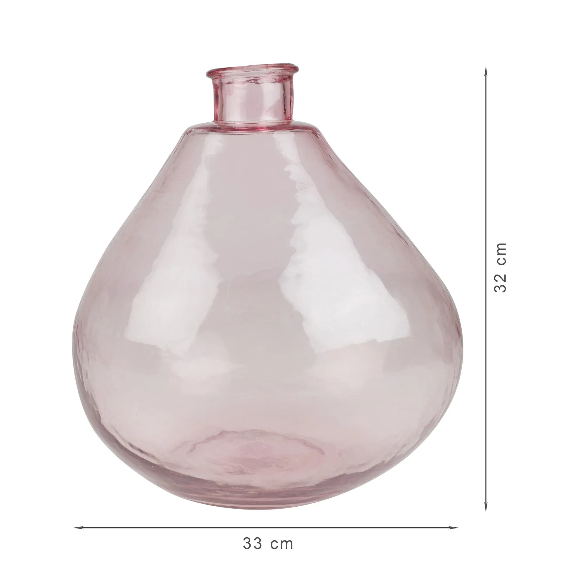 Phiona Glass Modern Organic Shapped Handcrafted Vase 32 Cm in Blush Colour - HomeTown