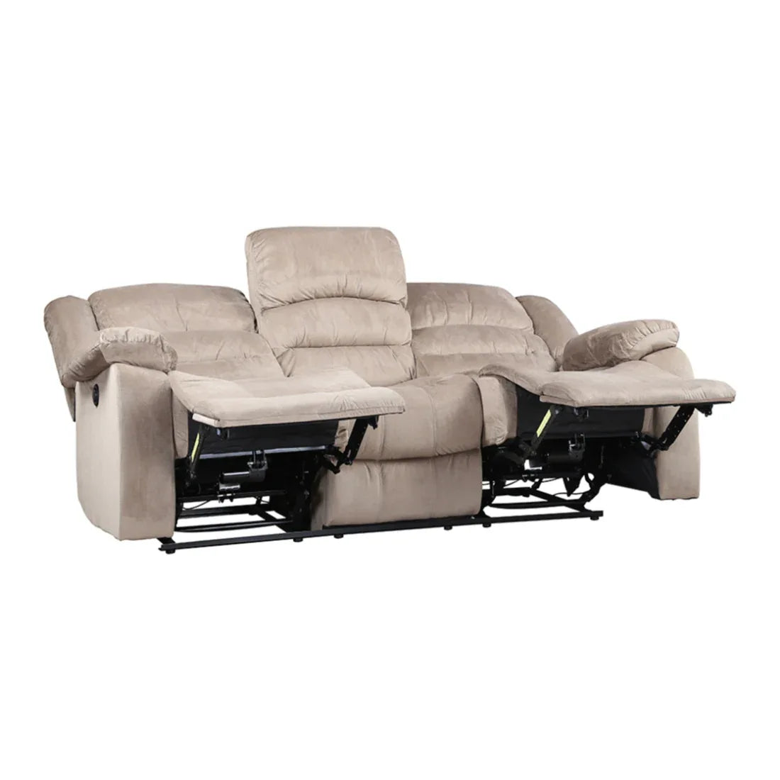 Bradford Fabric Three Seater Recliner in Beige Colour - HomeTown