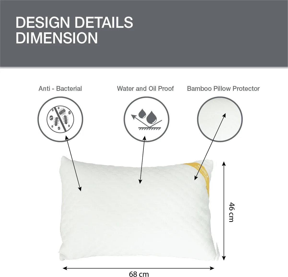 Health Plus Bamboo Pillow 46X68 Cm in White Colour - HomeTown