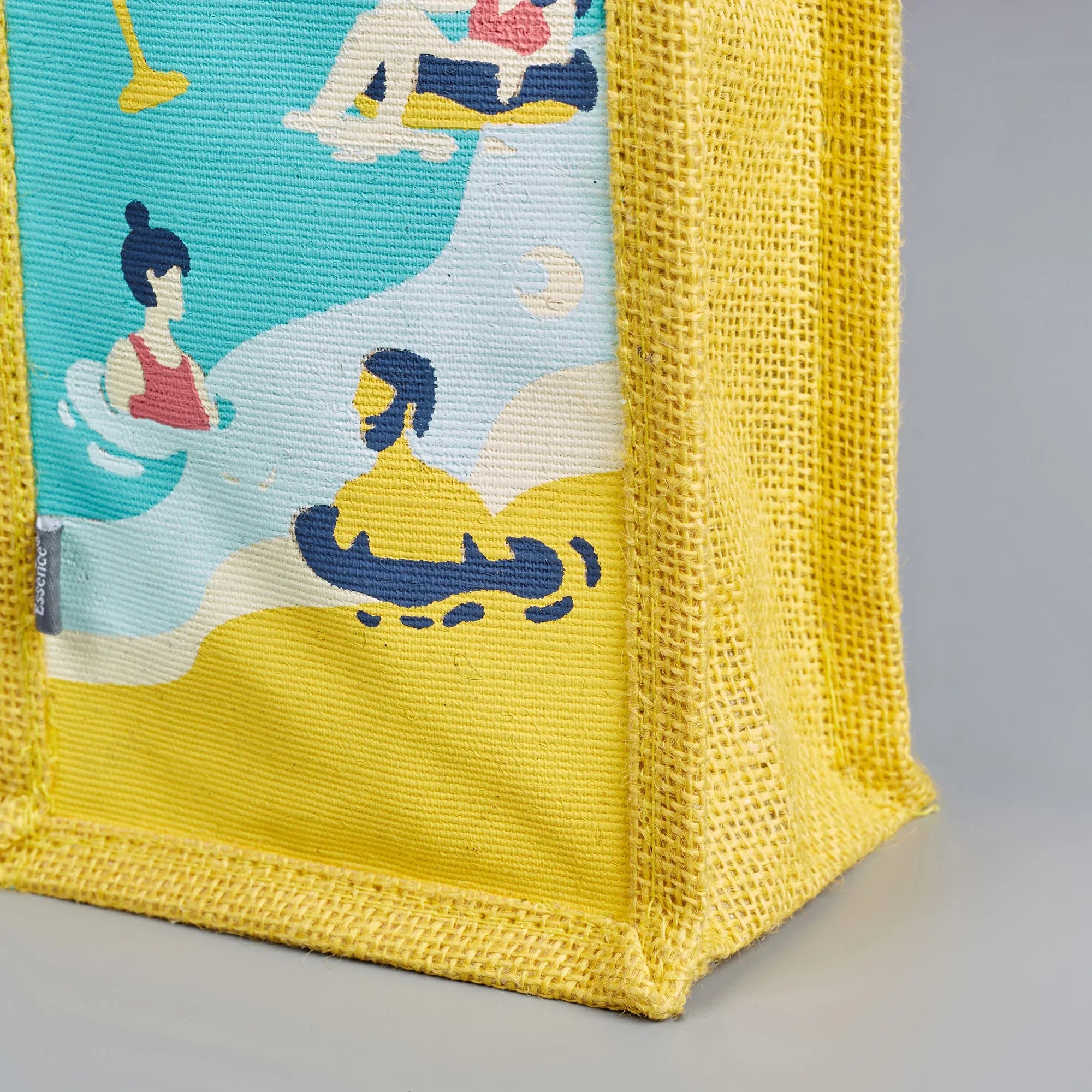 Good Life Jute Reversible Stay Hydrated Printed Zuco Bottle Bag 12 x 35.5 Cm in Turq & Yellow Colour - HomeTown