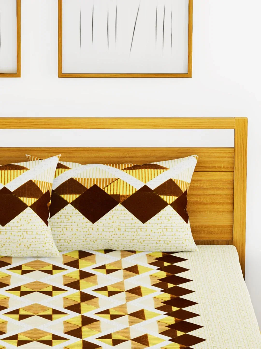 Essenza Cotton King Bed Sheet 220X254 CM in Brown Colour - HomeTown