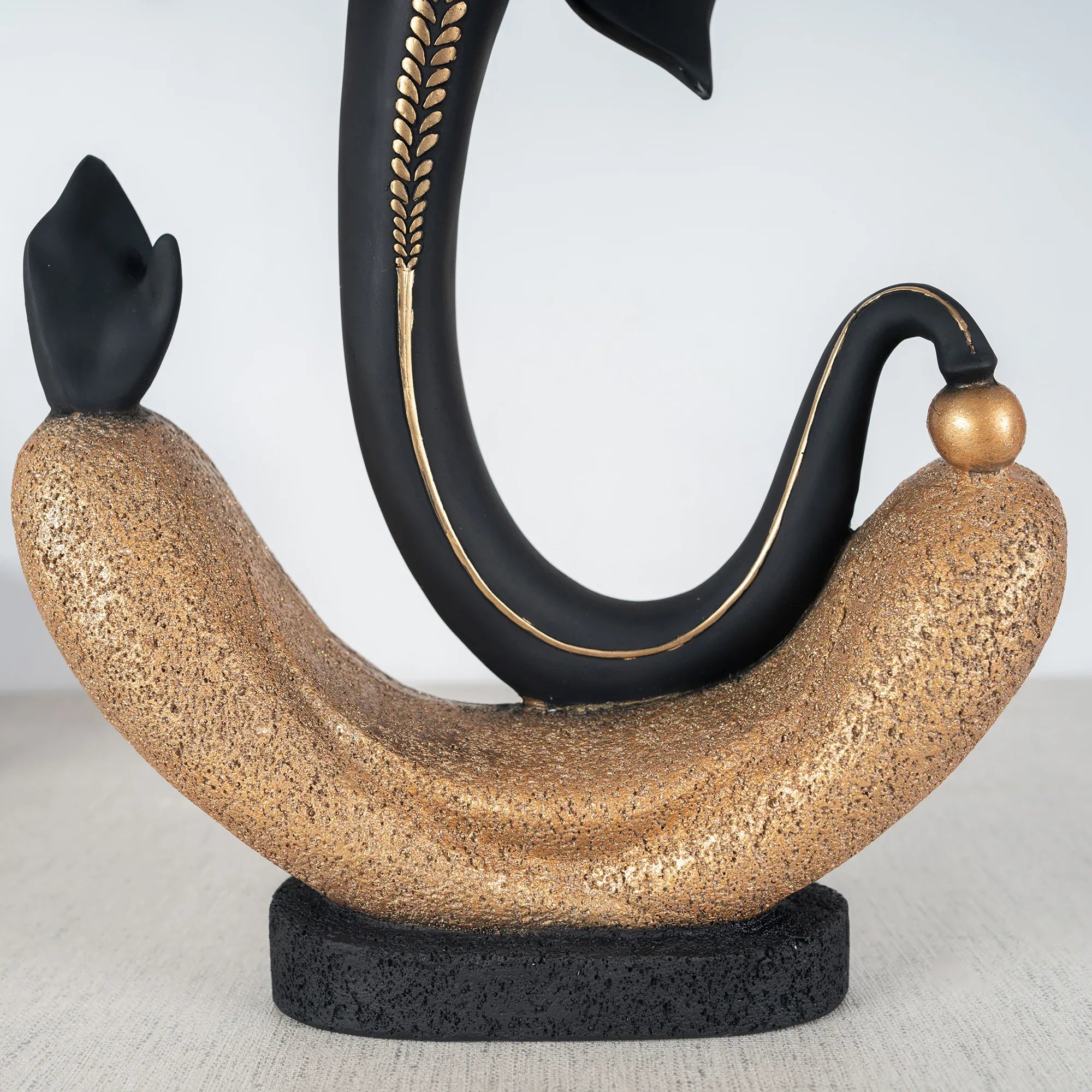 Eternal Ganesha Polyresin Hand Finished Figurine 41Cm in Black & Gold Colour - HomeTown