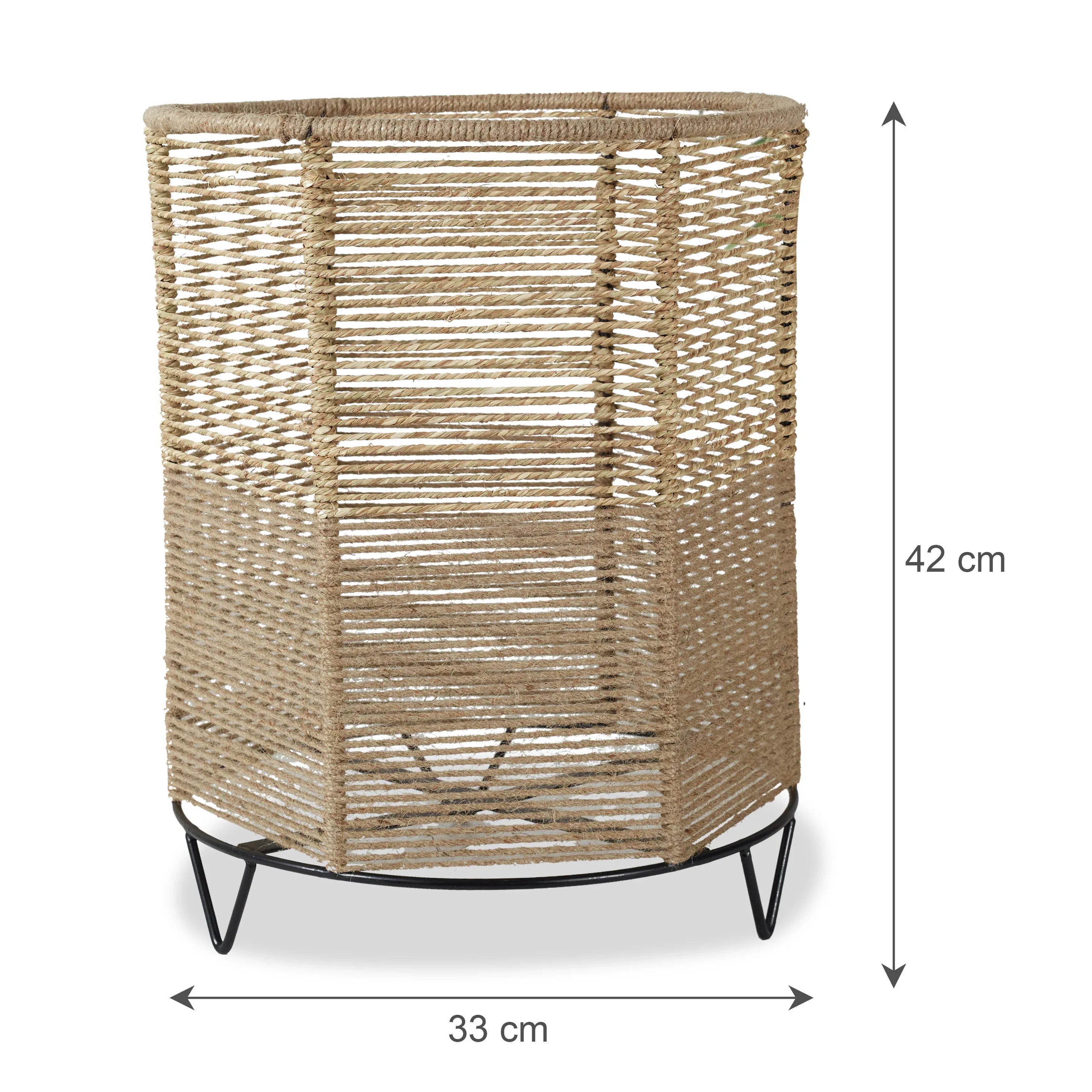 Boho Metal And Natural Fiber Planter Stand 42Cm in Brown Colour - HomeTown