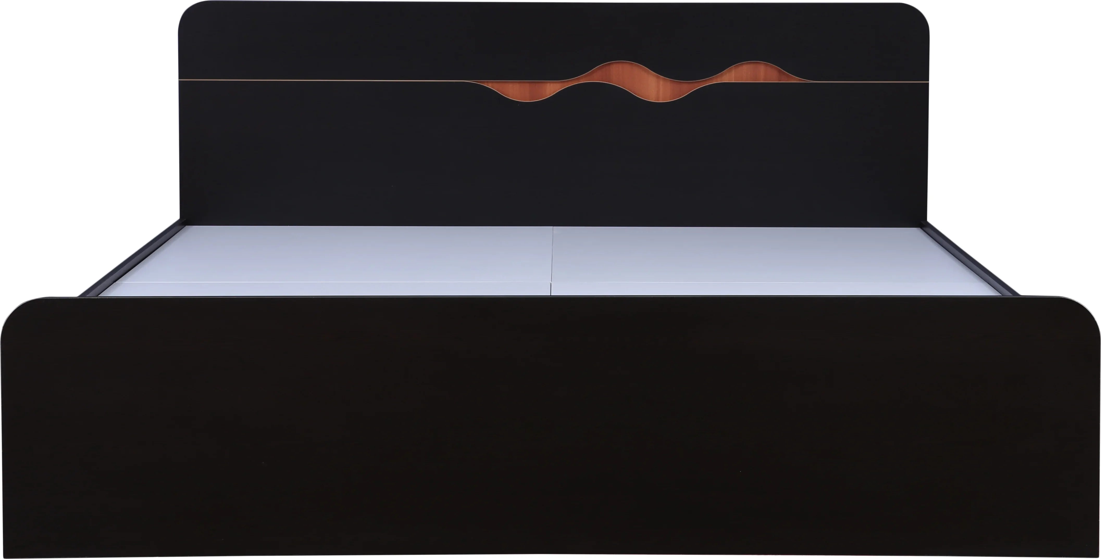 Swirl Queen bed without storage in Dark Oak Colour - HomeTown