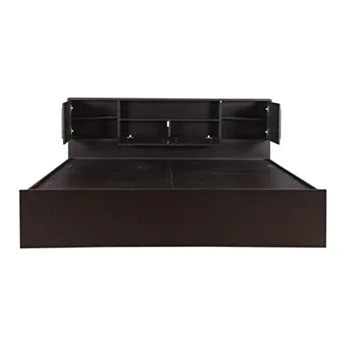 Tiago Engineered Wood Box Storage Queen Size Bed in Wenge Colour - HomeTown