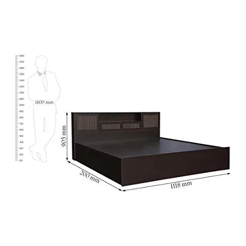 Tiago Engineered Wood Box Storage King Size Bed in Wenge Colour dimensions
